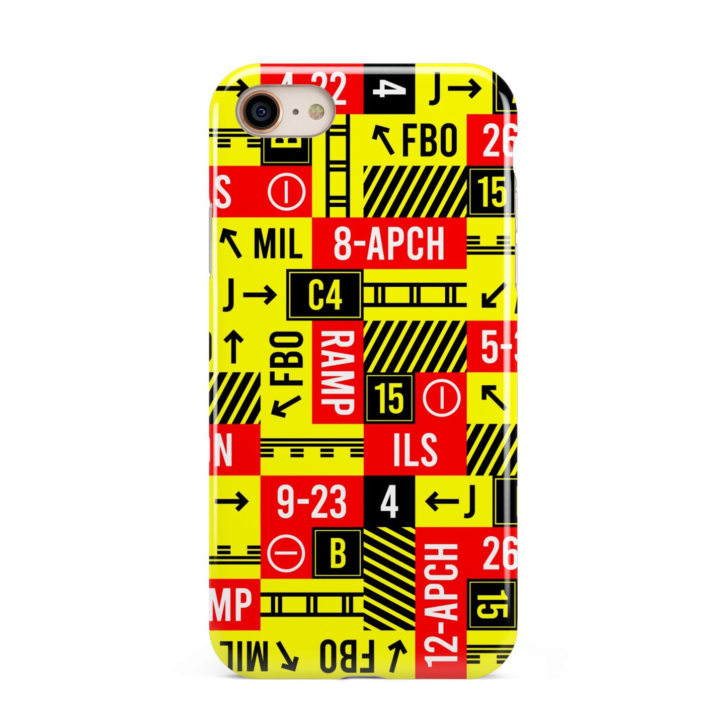 Runway Signs iPhone 8 3D Tough Case on Gold Phone