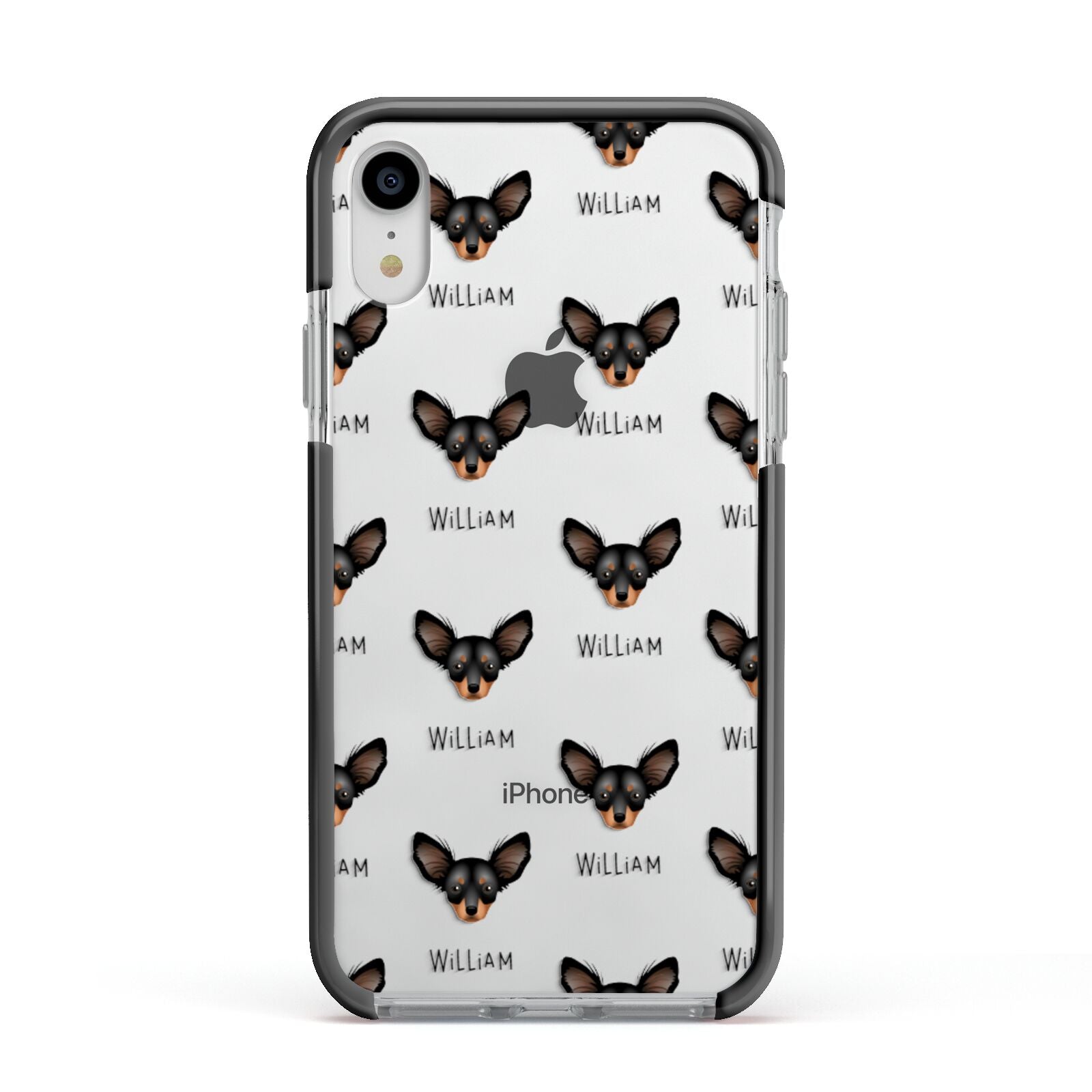 Russian Toy Icon with Name Apple iPhone XR Impact Case Black Edge on Silver Phone