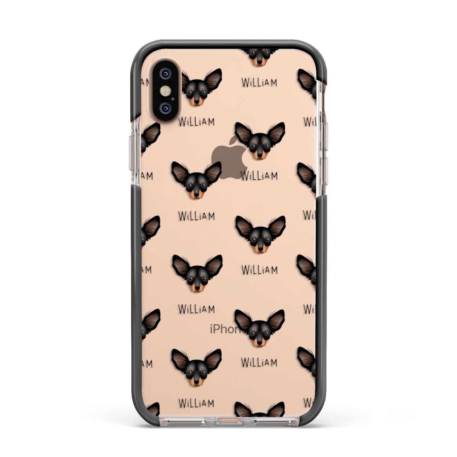 Russian Toy Icon with Name Apple iPhone Xs Impact Case Black Edge on Gold Phone