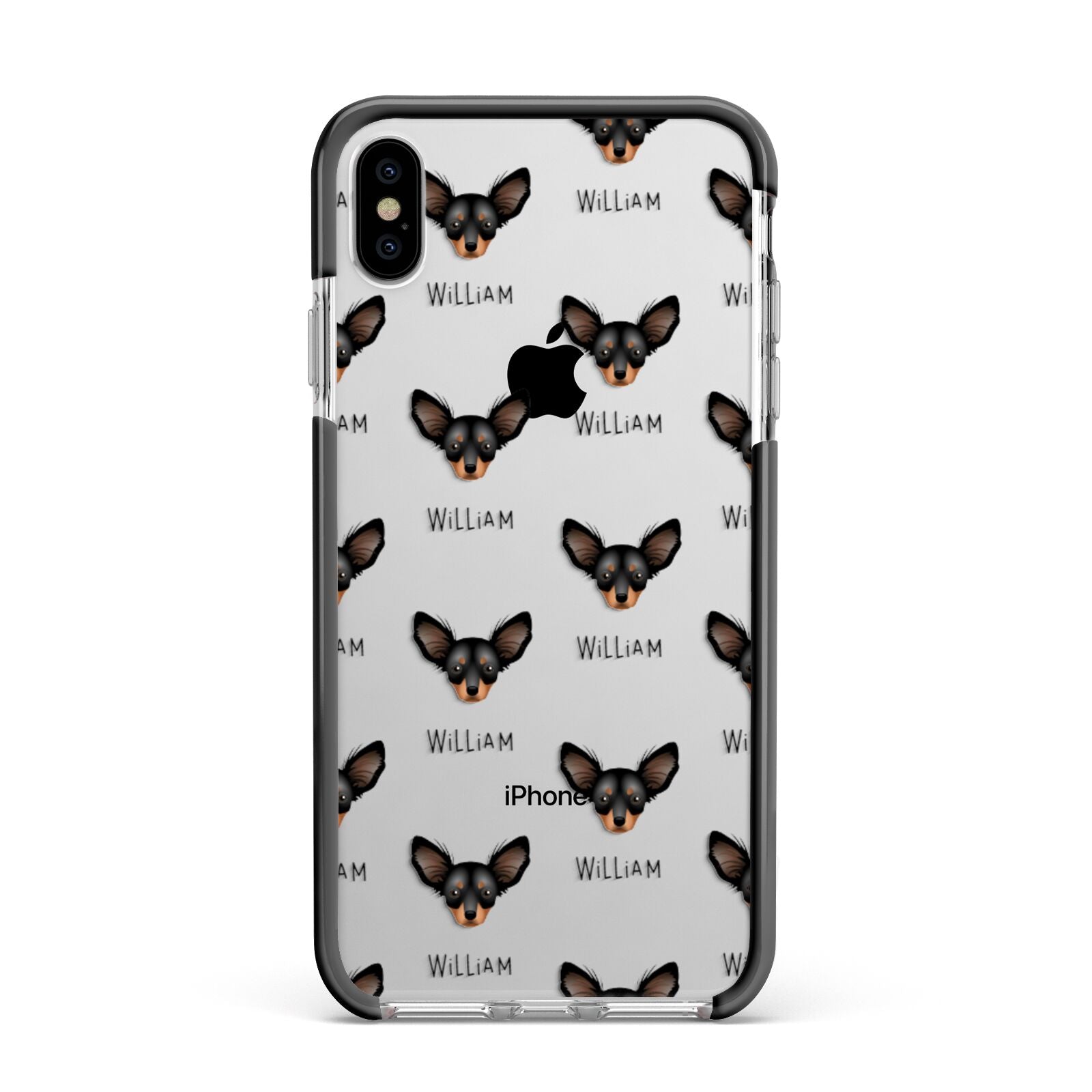 Russian Toy Icon with Name Apple iPhone Xs Max Impact Case Black Edge on Silver Phone