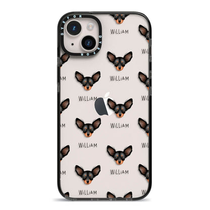 Russian Toy Icon with Name iPhone 14 Plus Black Impact Case on Silver phone