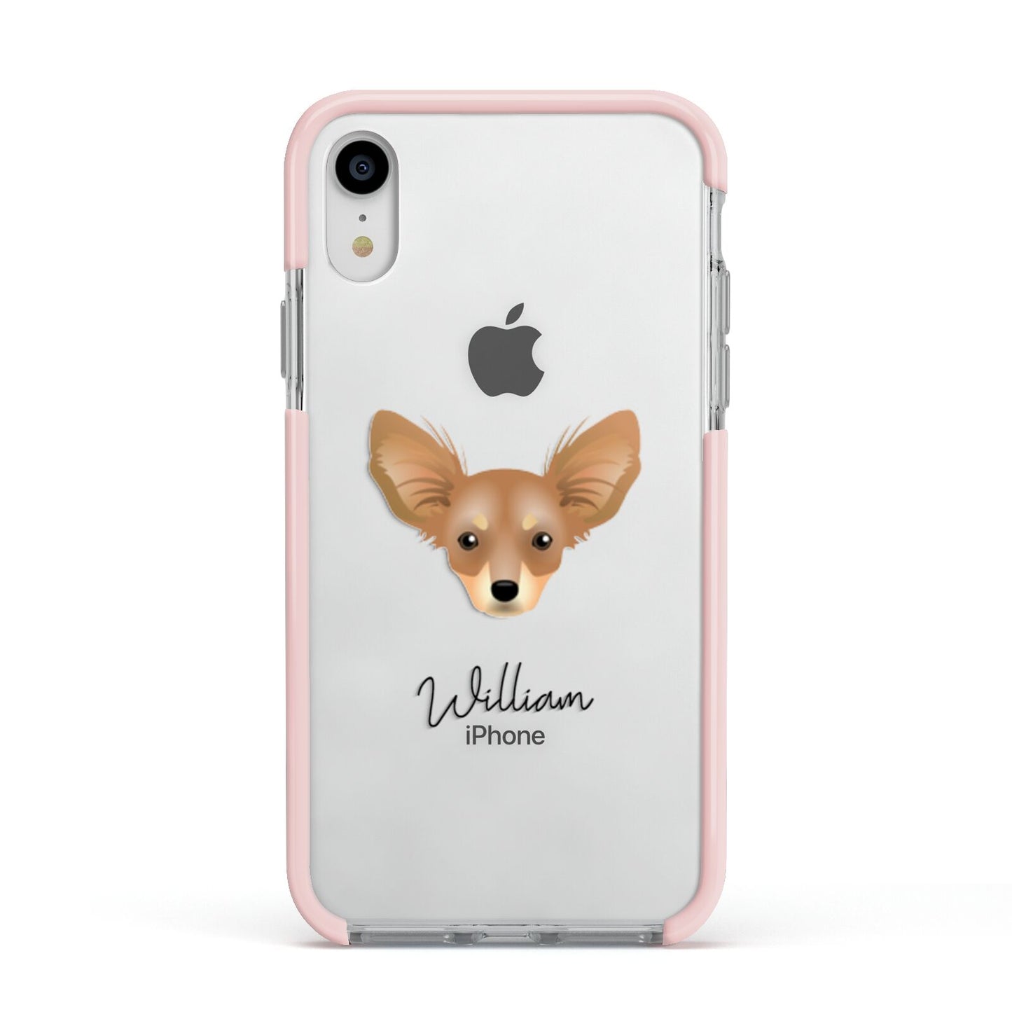 Russian Toy Personalised Apple iPhone XR Impact Case Pink Edge on Silver Phone