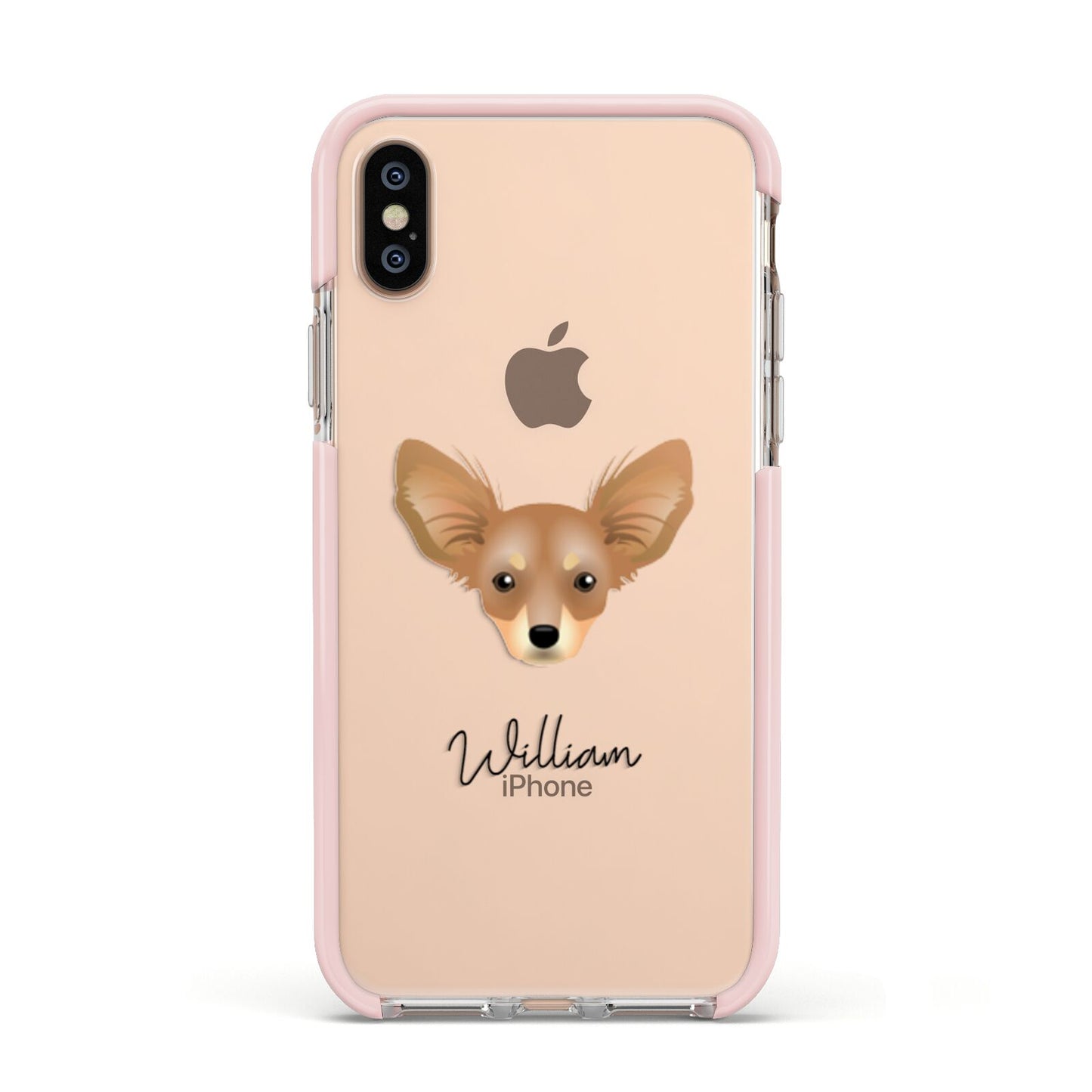 Russian Toy Personalised Apple iPhone Xs Impact Case Pink Edge on Gold Phone