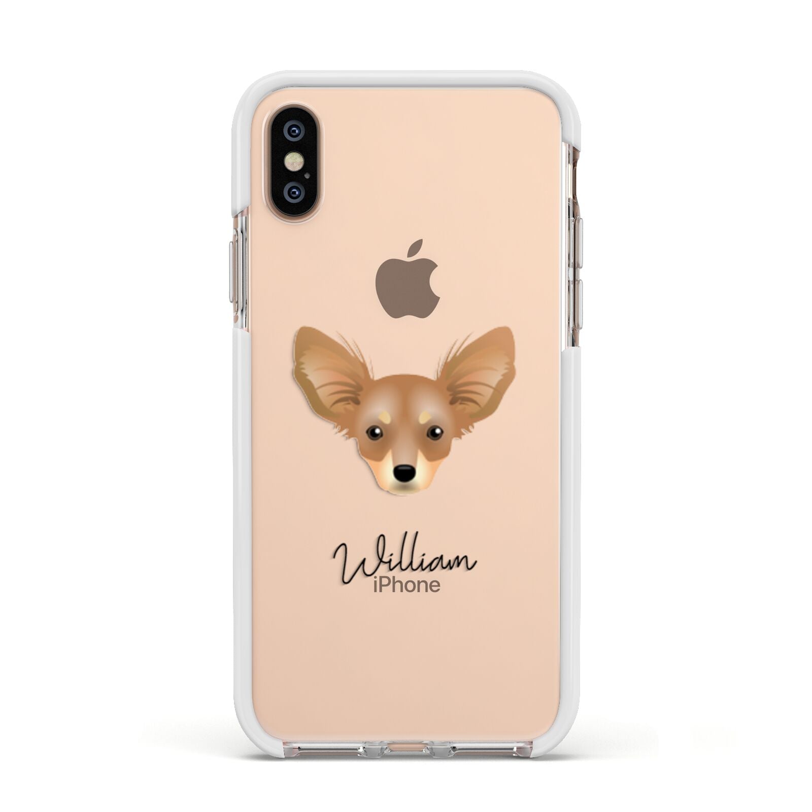 Russian Toy Personalised Apple iPhone Xs Impact Case White Edge on Gold Phone