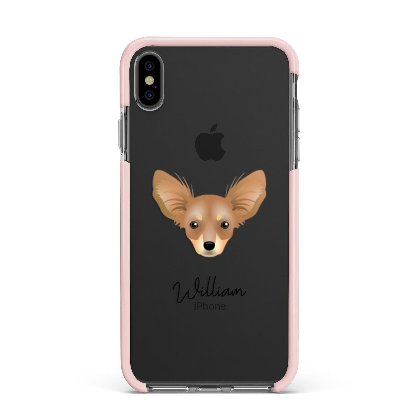 Russian Toy Personalised Apple iPhone Xs Max Impact Case Pink Edge on Black Phone