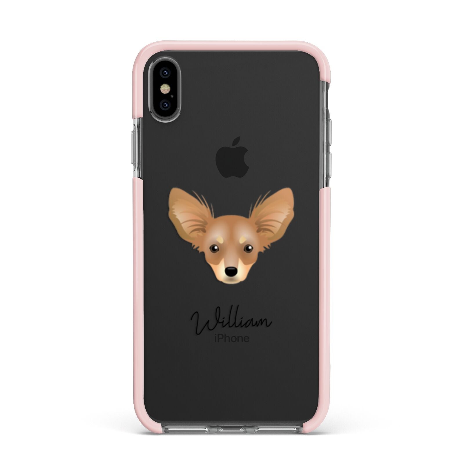 Russian Toy Personalised Apple iPhone Xs Max Impact Case Pink Edge on Black Phone