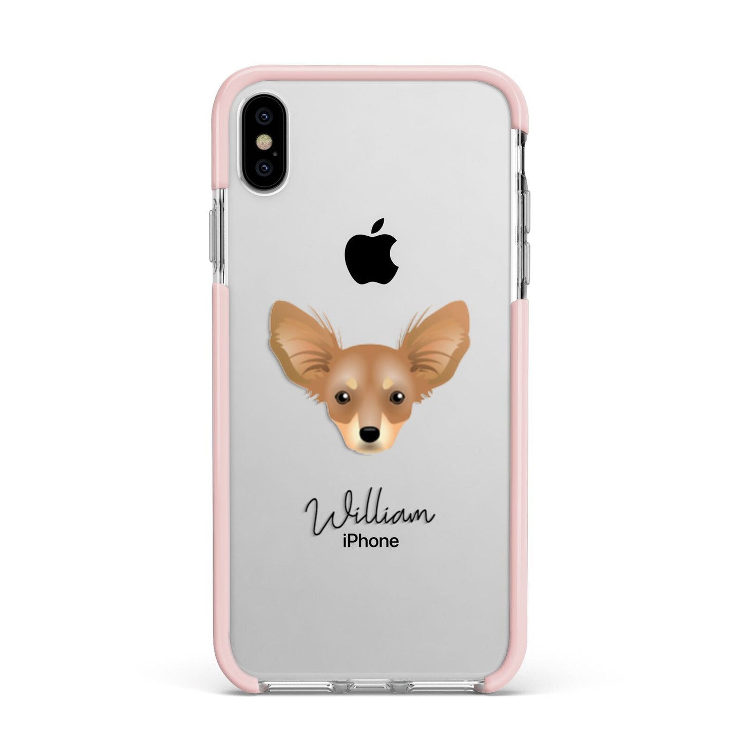 Russian Toy Personalised Apple iPhone Xs Max Impact Case Pink Edge on Silver Phone