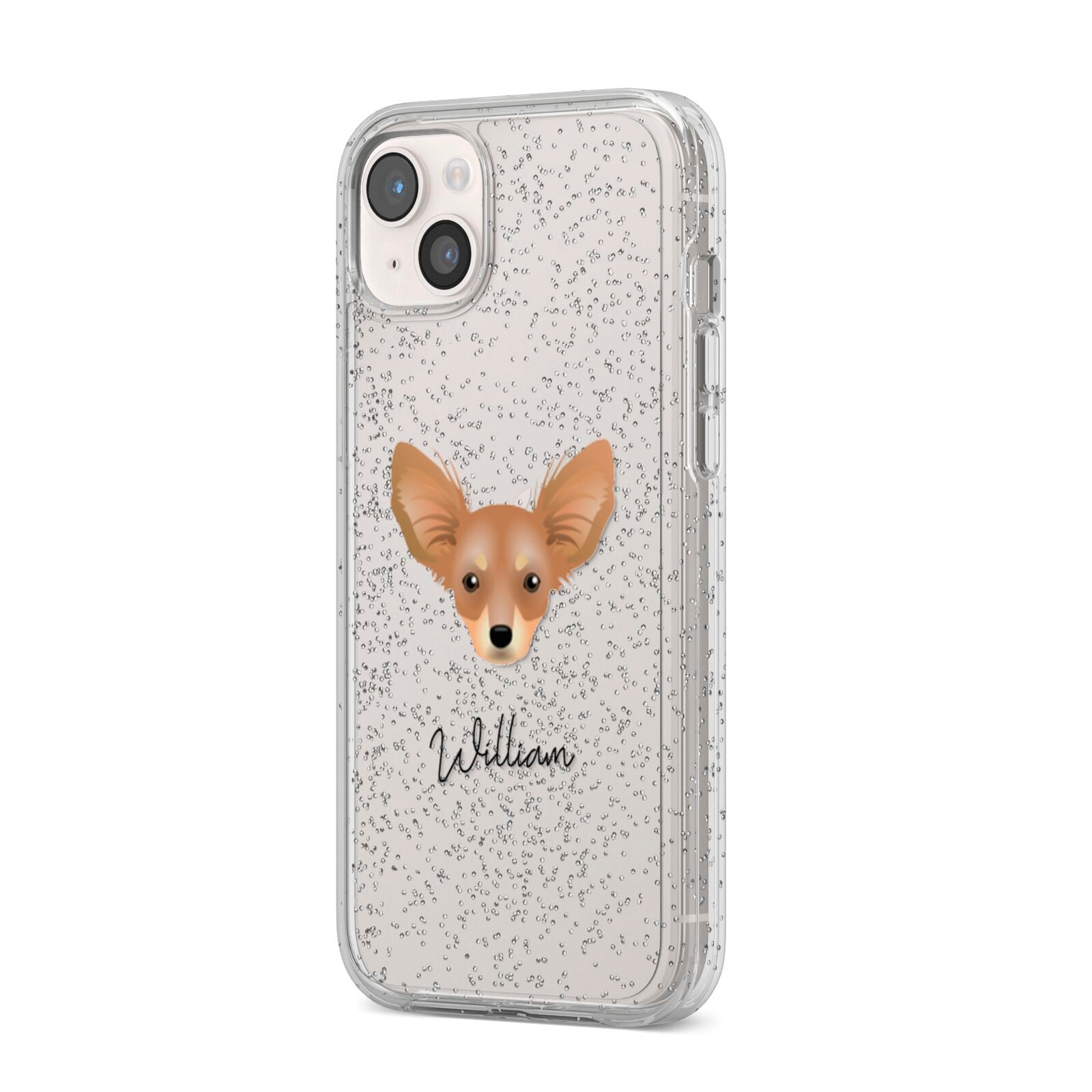 Russian Toy Personalised iPhone 14 Plus Glitter Tough Case Starlight Angled Image
