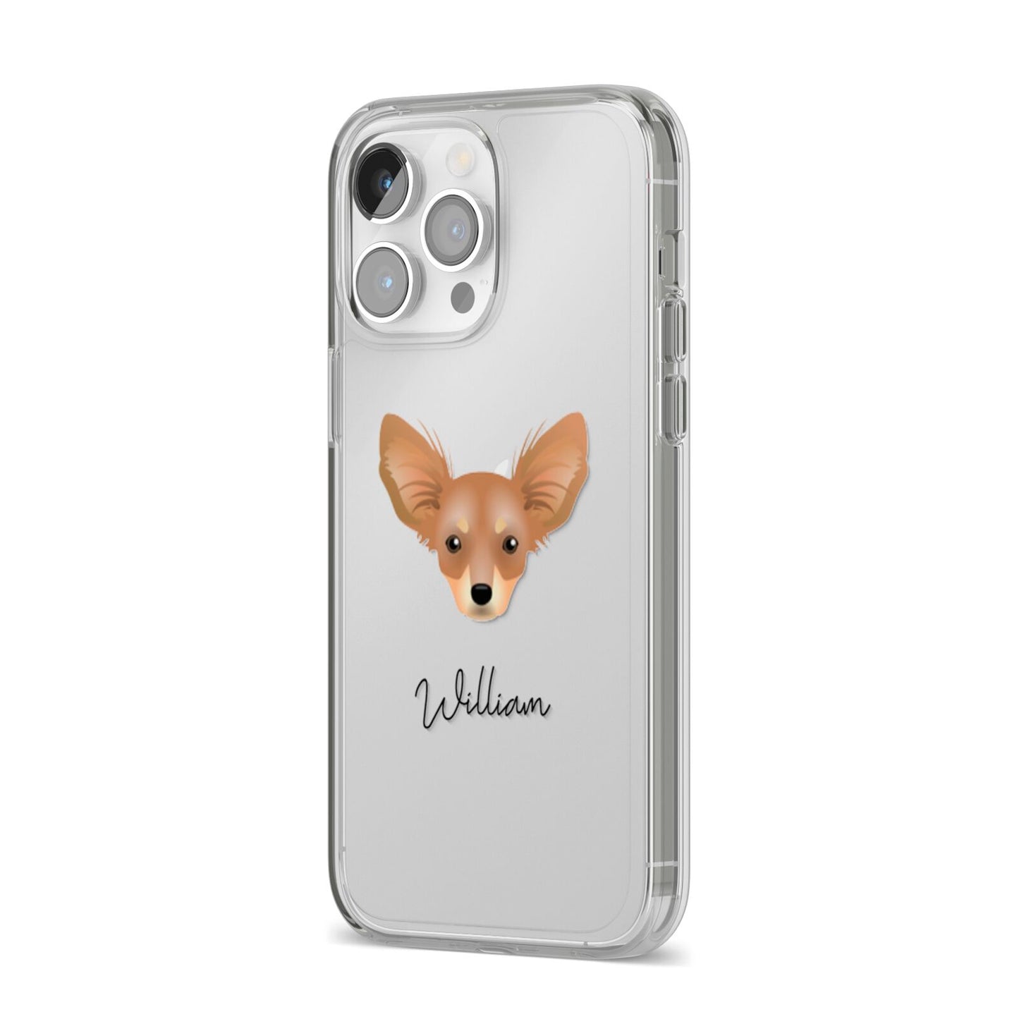 Russian Toy Personalised iPhone 14 Pro Max Clear Tough Case Silver Angled Image