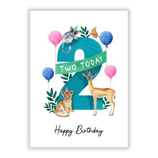 Safari 2nd Birthday A5 Flat Greetings Card