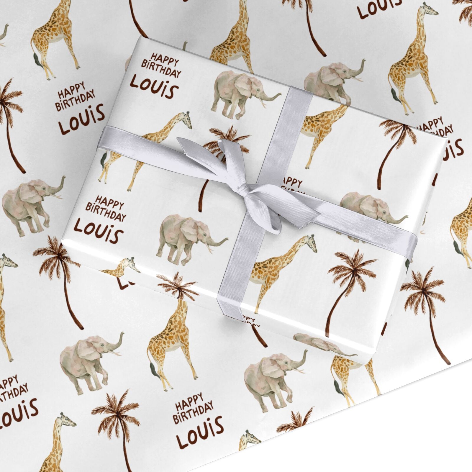 Safari Personalised Happy Birthday Custom Wrapping Paper