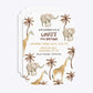 Safari Personalised Happy Birthday Deco Invitation Glitter Front and Back Image