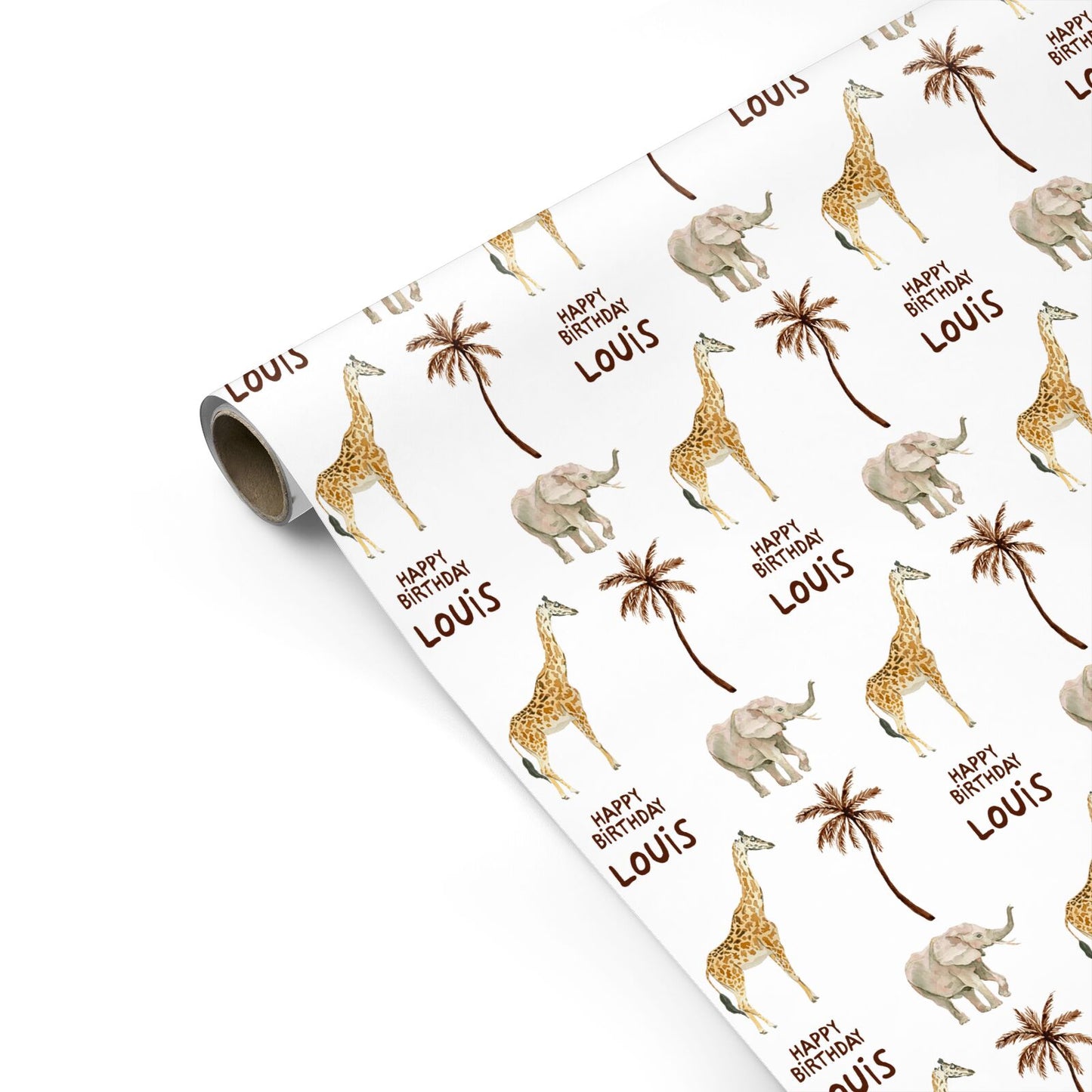 Safari Personalised Happy Birthday Personalised Gift Wrap