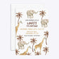 Safari Personalised Happy Birthday Rectangle Invitation Glitter Front and Back Image