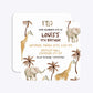 Safari Personalised Happy Birthday Rounded 5 25x5 25 Invitation Matte Paper Front and Back Image