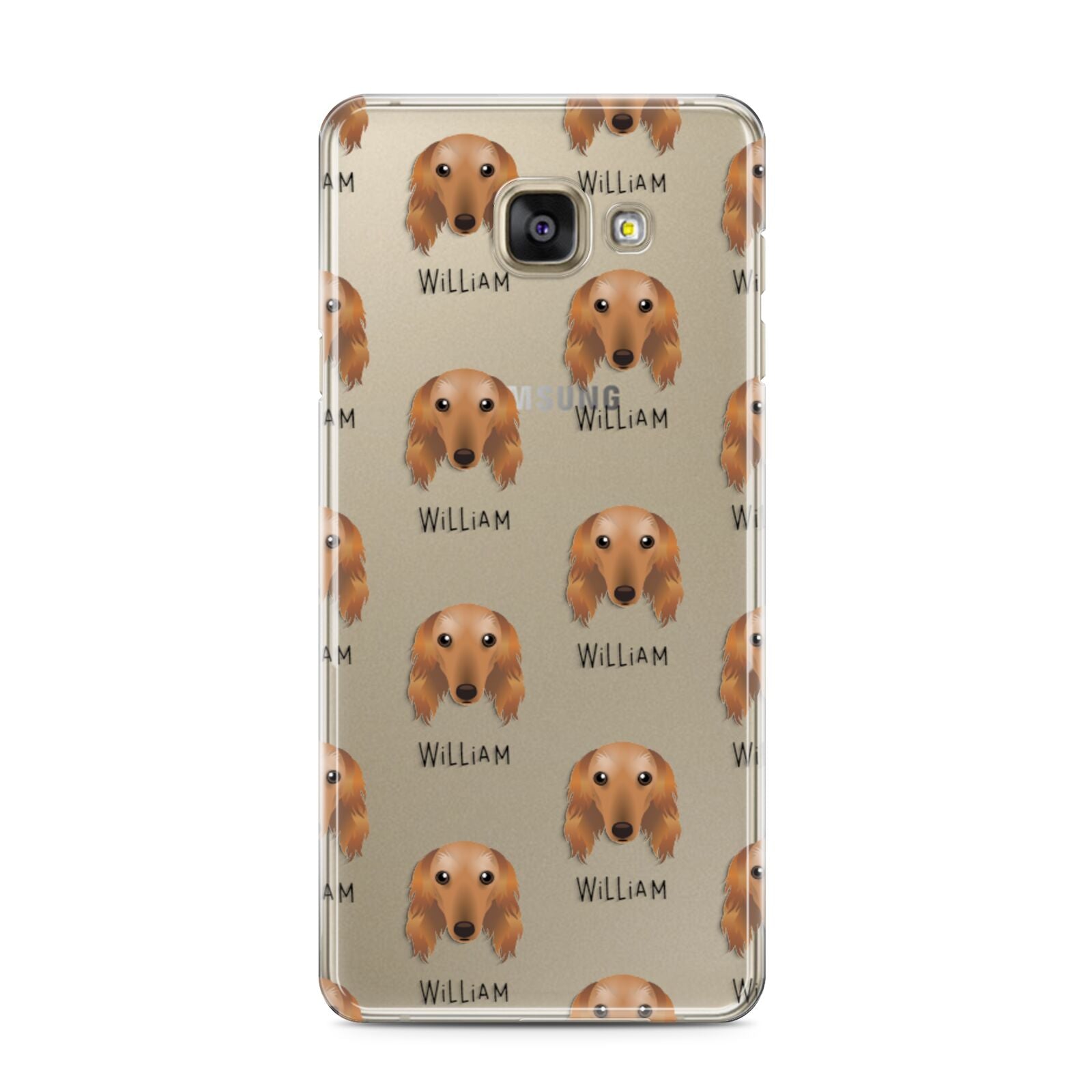 Saluki Icon with Name Samsung Galaxy A3 2016 Case on gold phone