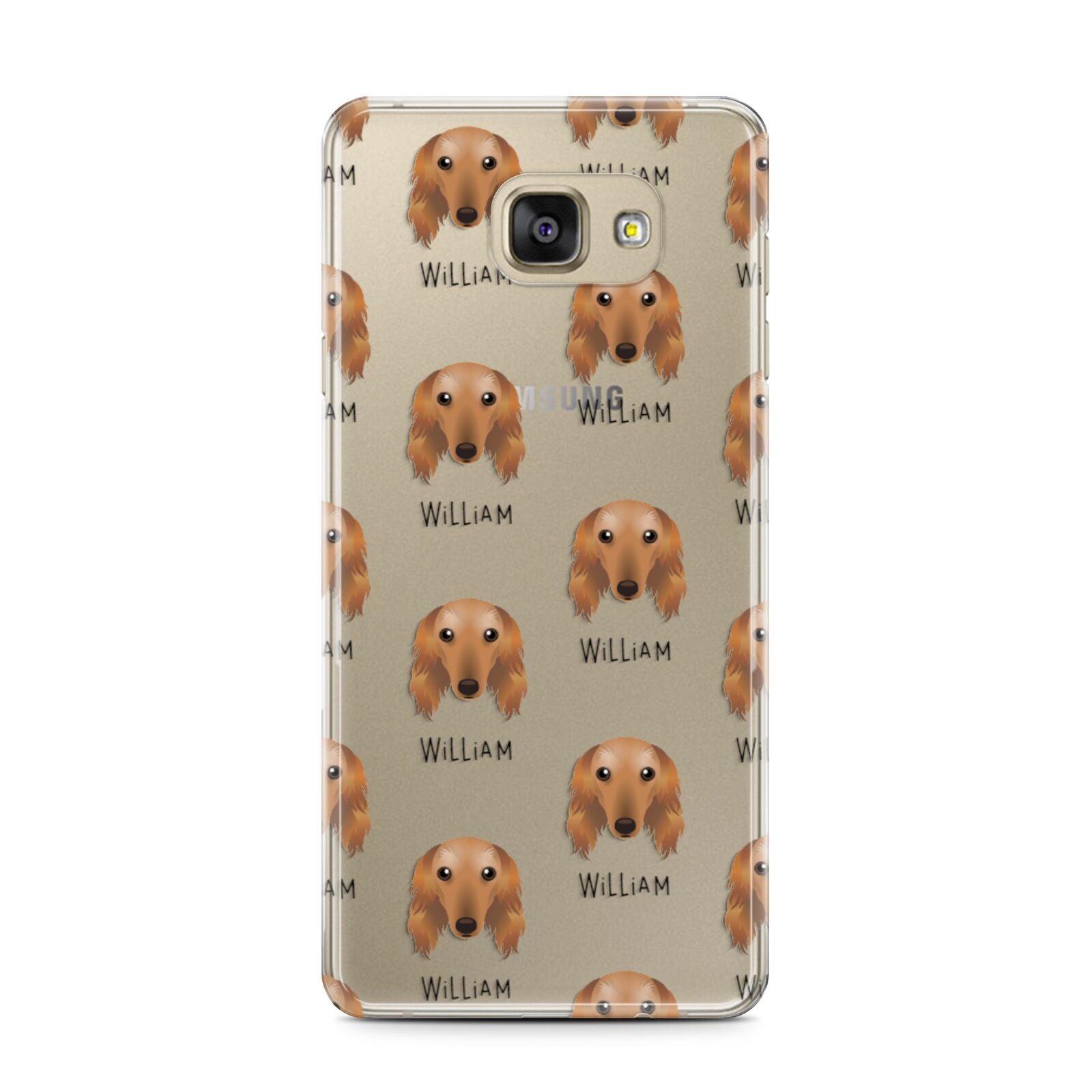 Saluki Icon with Name Samsung Galaxy A7 2016 Case on gold phone