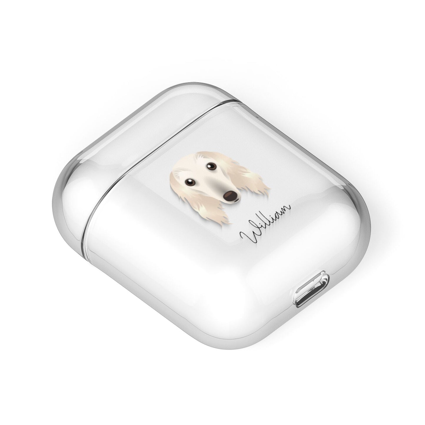 Saluki Personalised AirPods Case Laid Flat