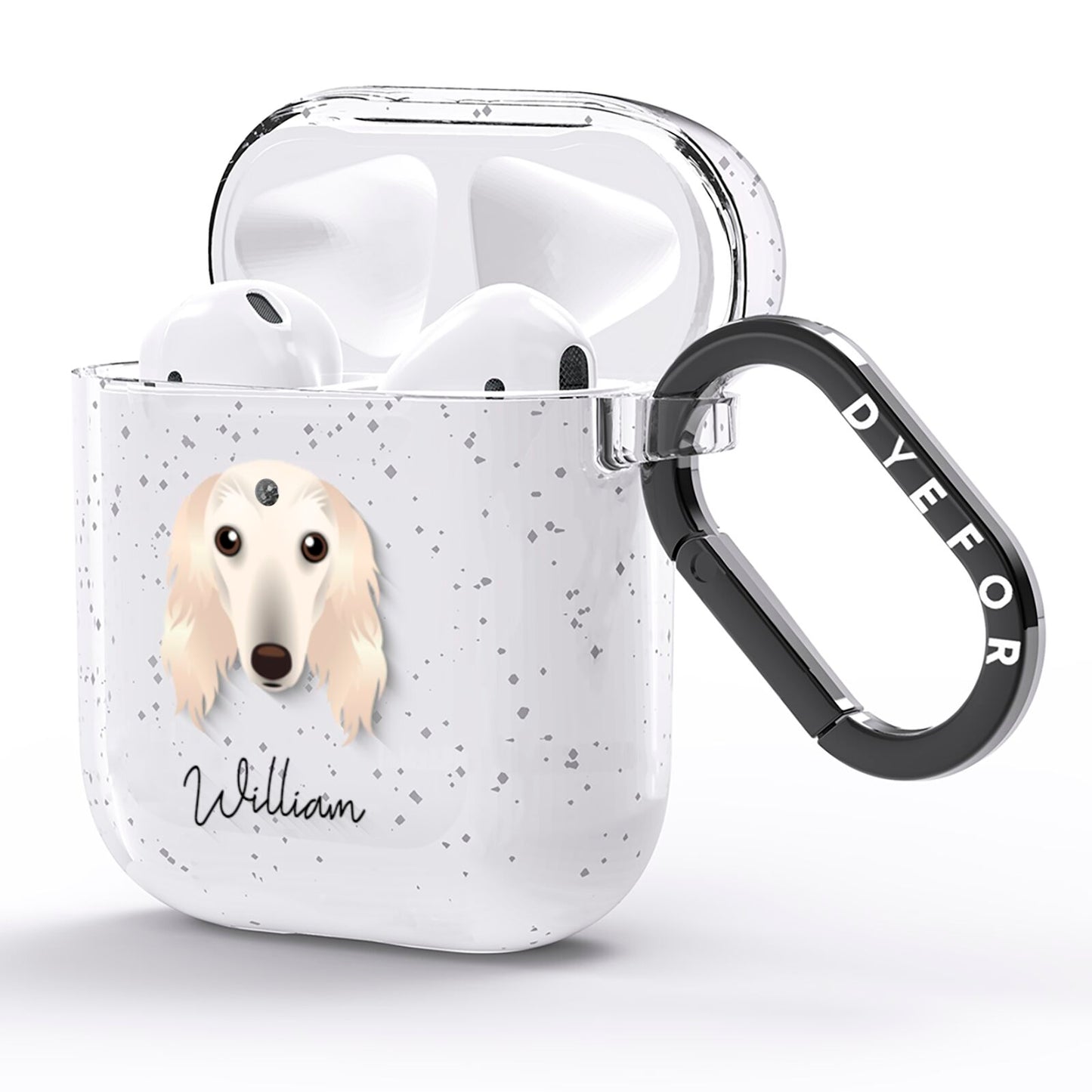 Saluki Personalised AirPods Glitter Case Side Image
