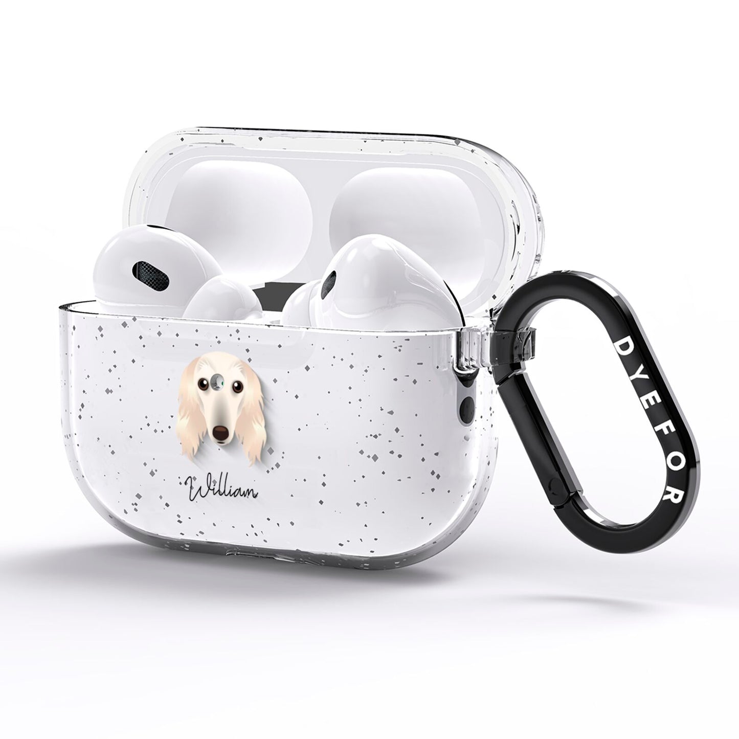 Saluki Personalised AirPods Pro Glitter Case Side Image