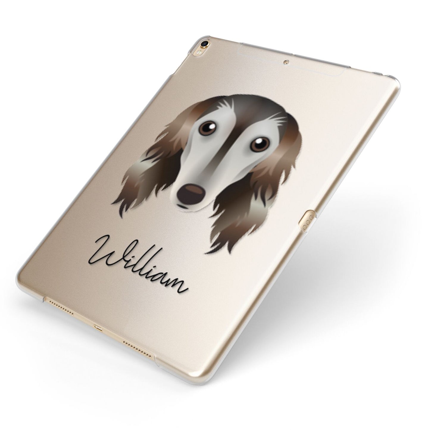 Saluki Personalised Apple iPad Case on Gold iPad Side View