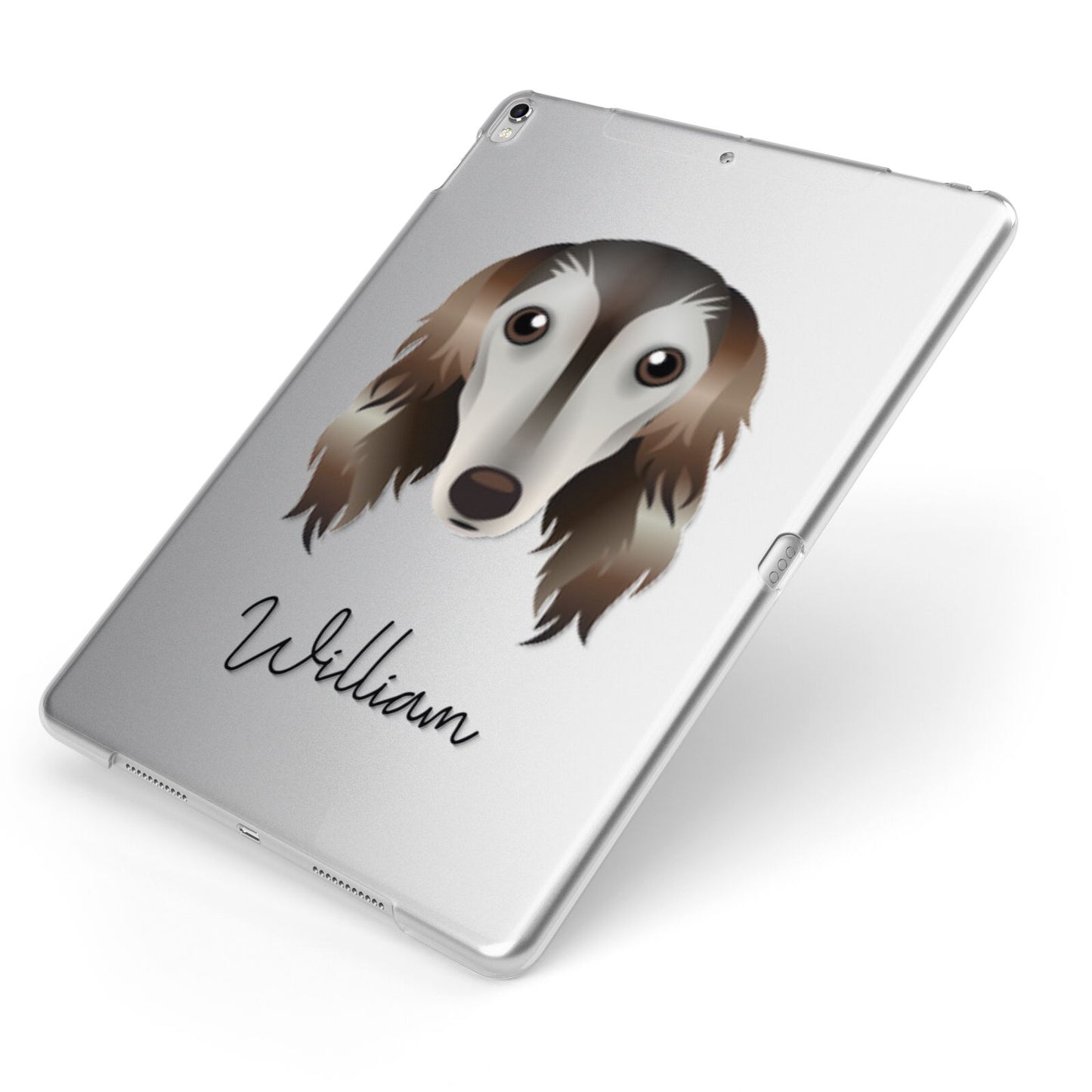 Saluki Personalised Apple iPad Case on Silver iPad Side View