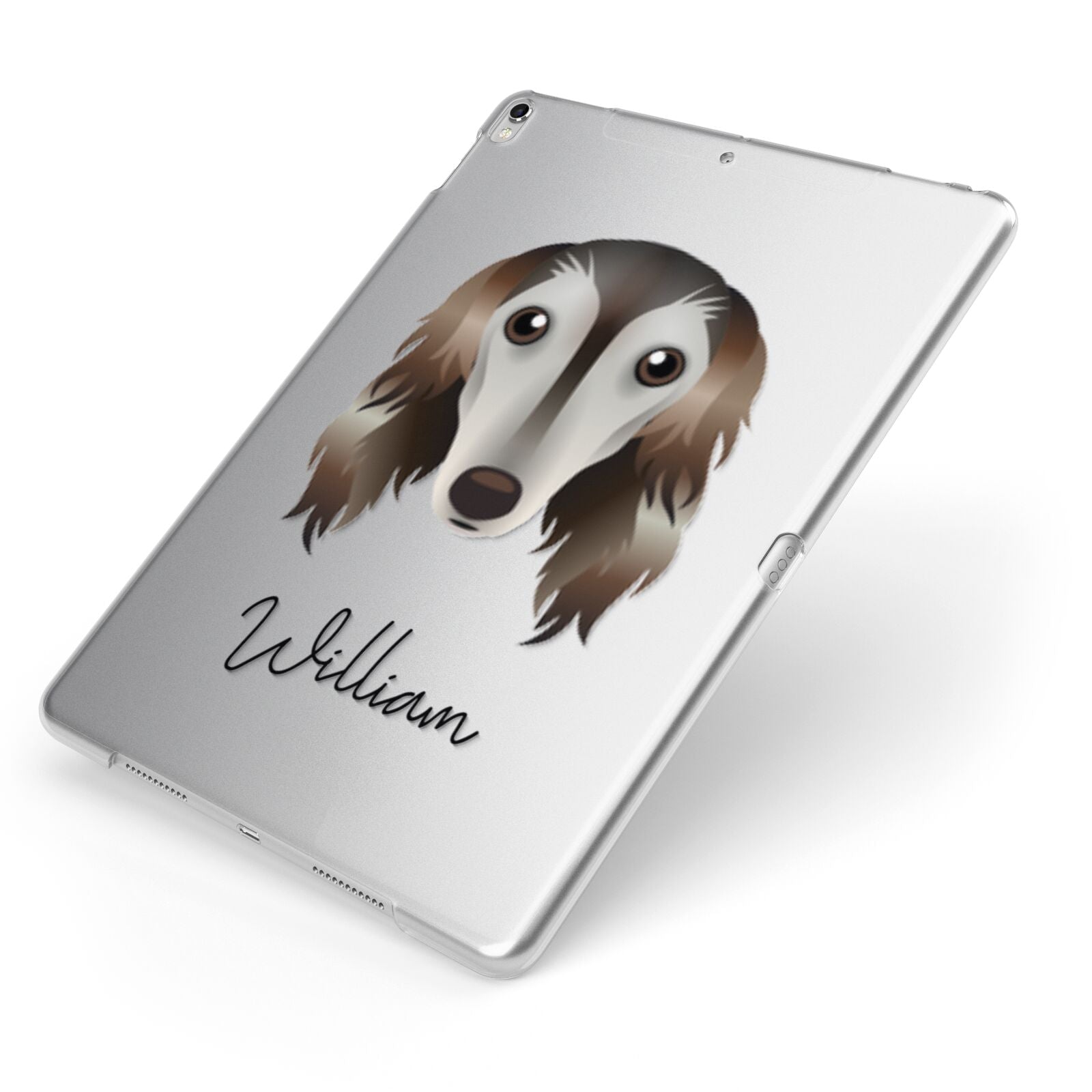 Saluki Personalised Apple iPad Case on Silver iPad Side View