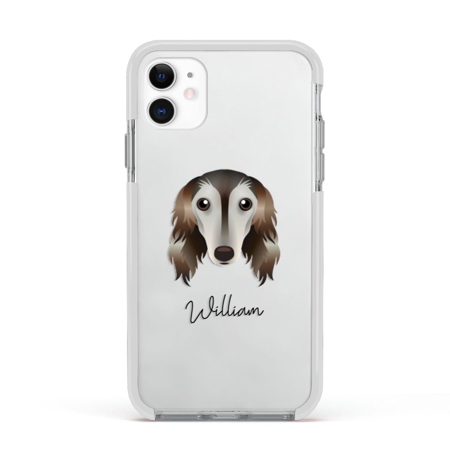 Saluki Personalised Apple iPhone 11 in White with White Impact Case