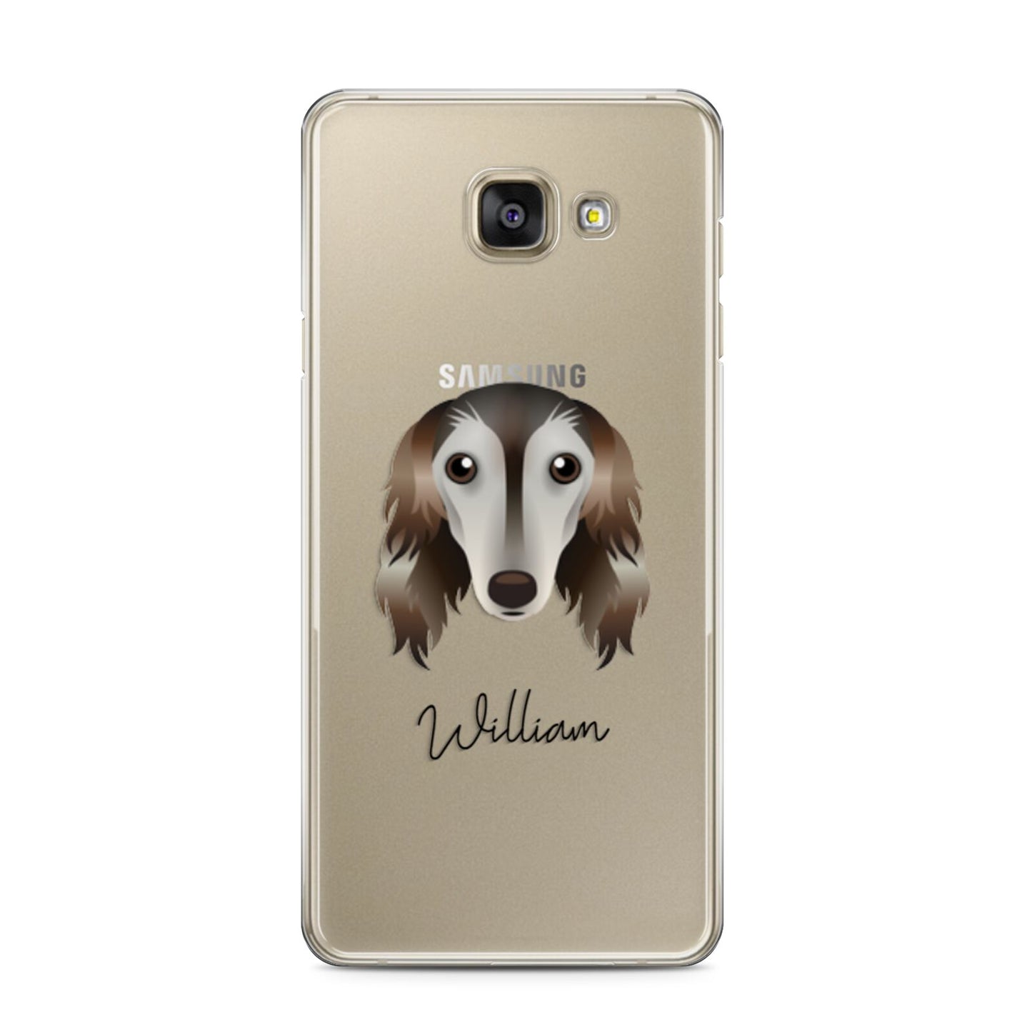 Saluki Personalised Samsung Galaxy A3 2016 Case on gold phone