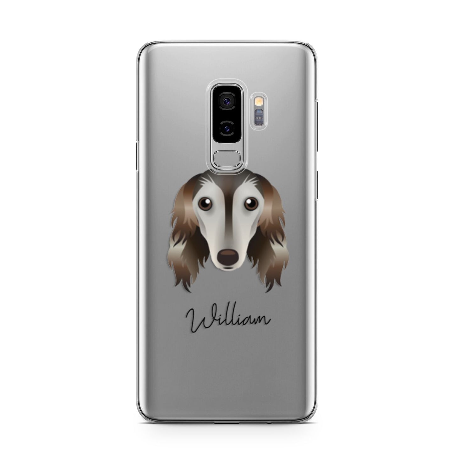 Saluki Personalised Samsung Galaxy S9 Plus Case on Silver phone