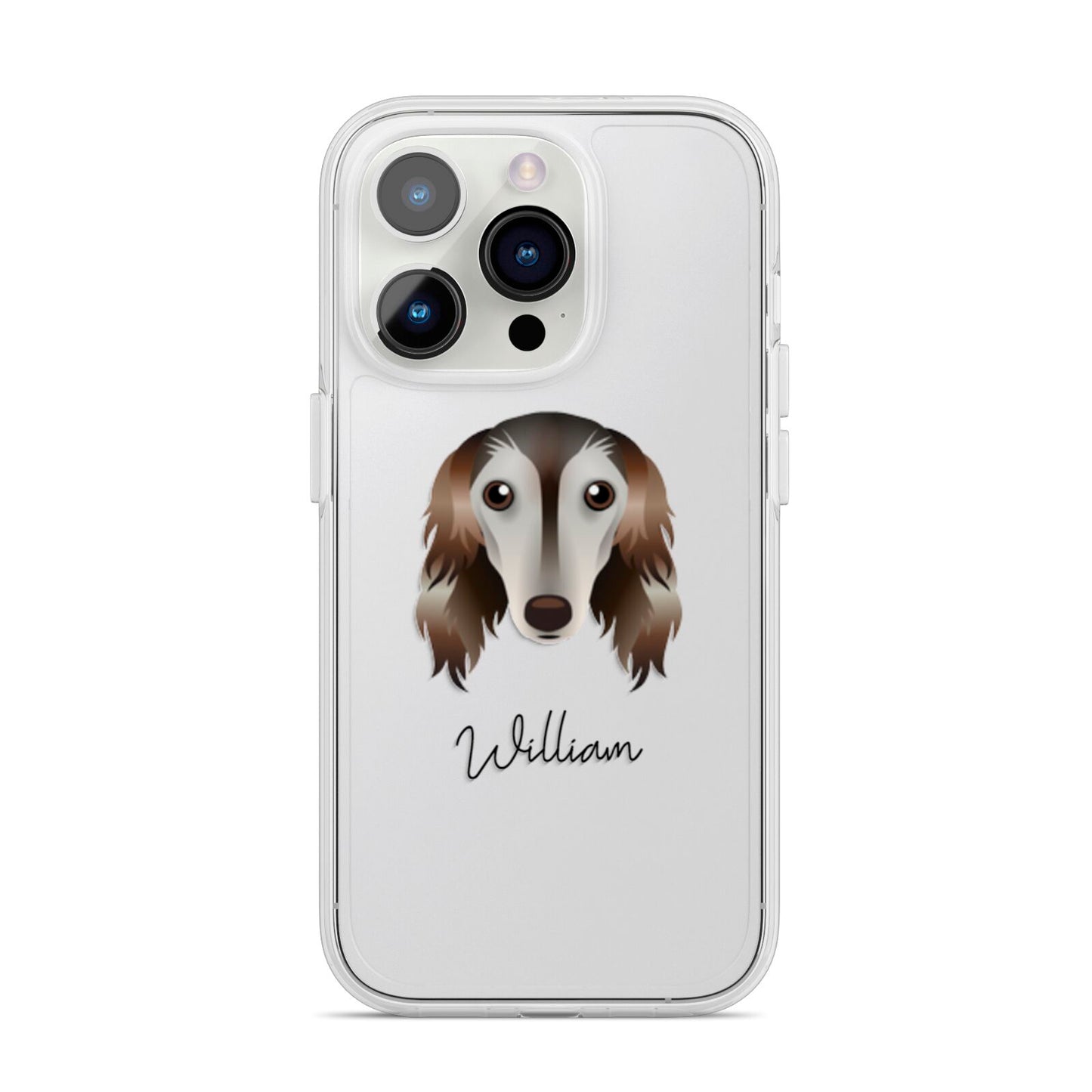 Saluki Personalised iPhone 14 Pro Clear Tough Case Silver
