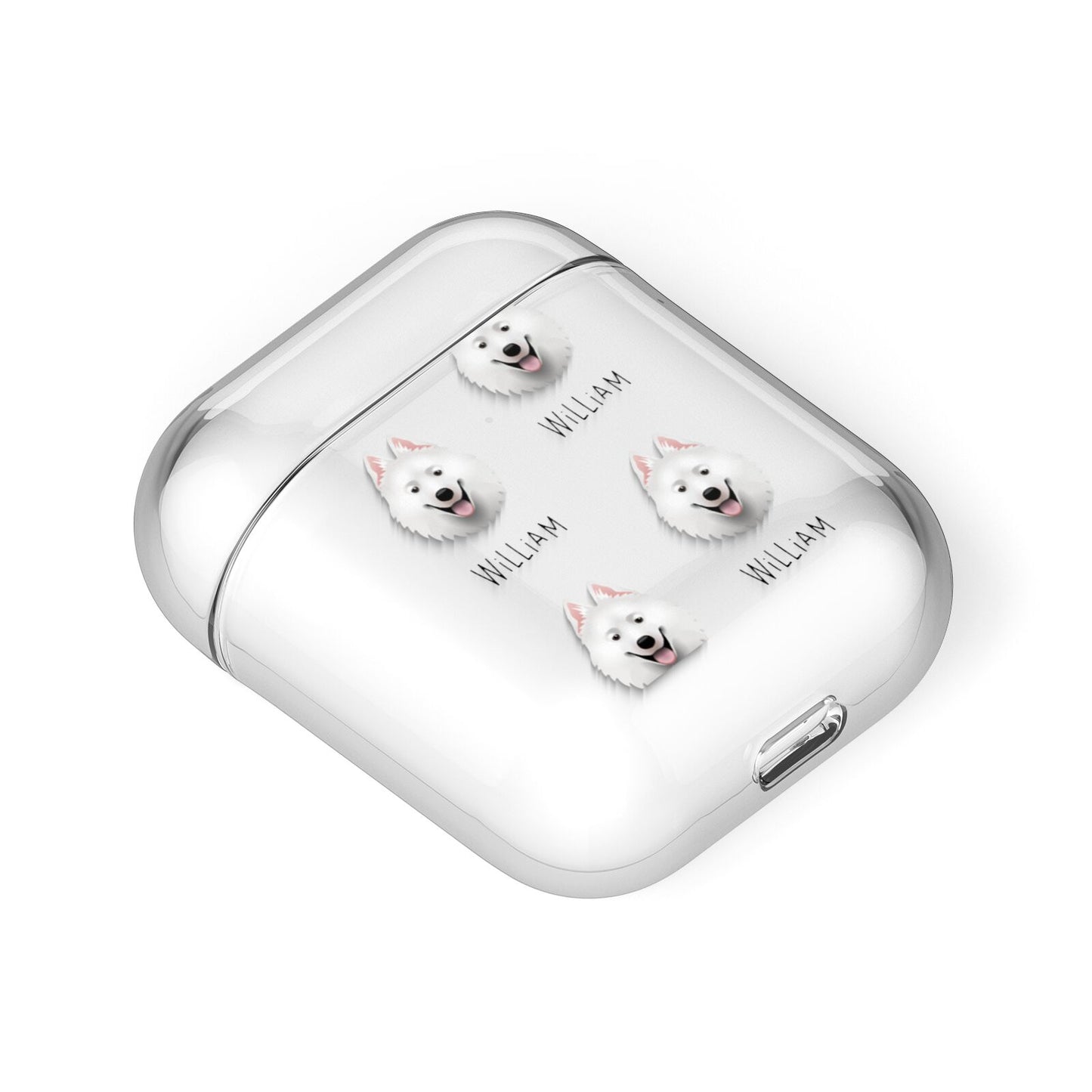 Samoyed Icon with Name AirPods Case Laid Flat