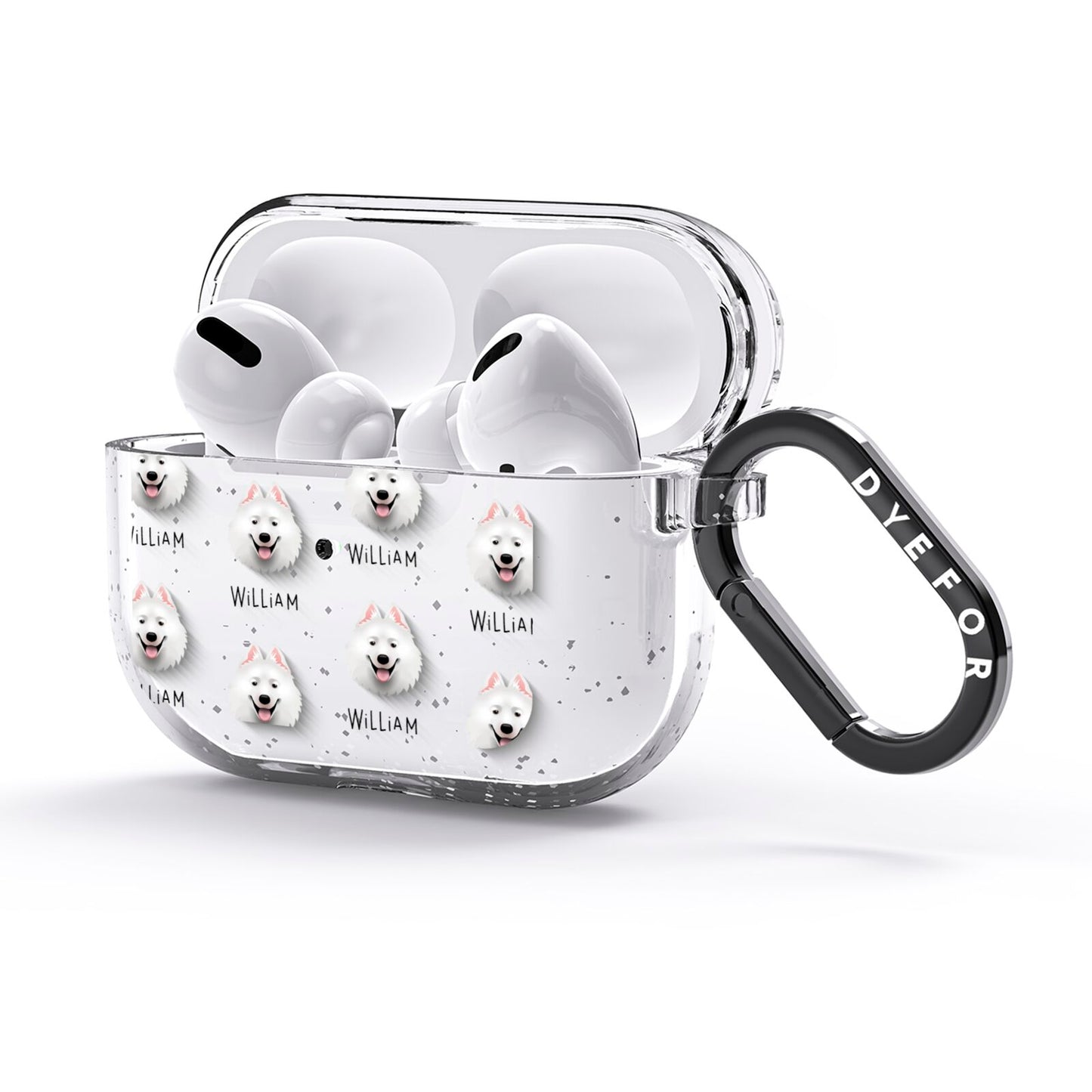 Samoyed Icon with Name AirPods Glitter Case 3rd Gen Side Image