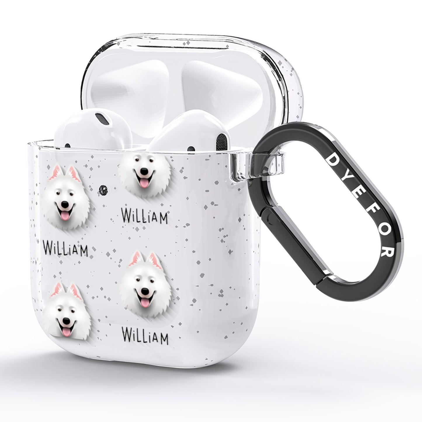 Samoyed Icon with Name AirPods Glitter Case Side Image