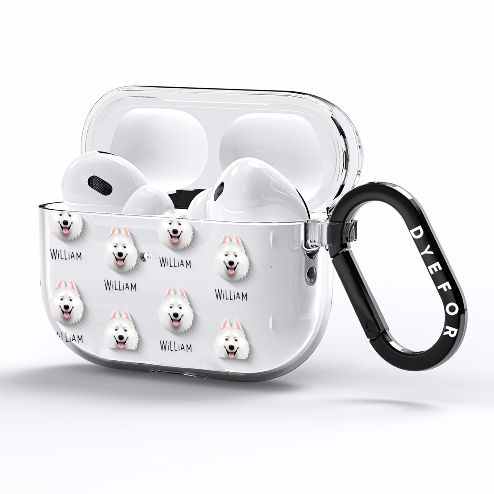 Samoyed Icon with Name AirPods Pro Clear Case Side Image