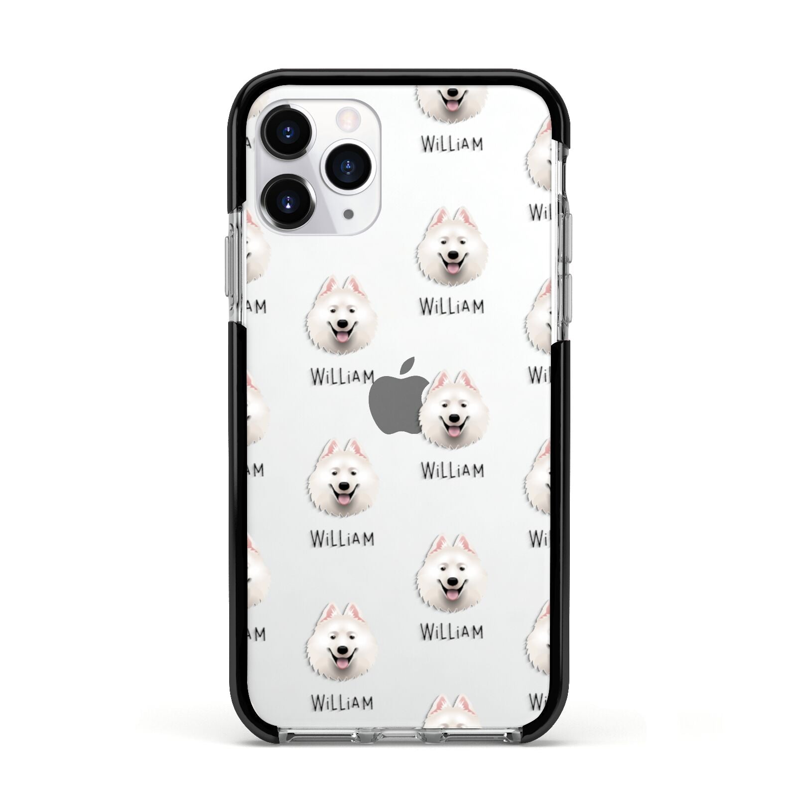 Samoyed Icon with Name Apple iPhone 11 Pro in Silver with Black Impact Case