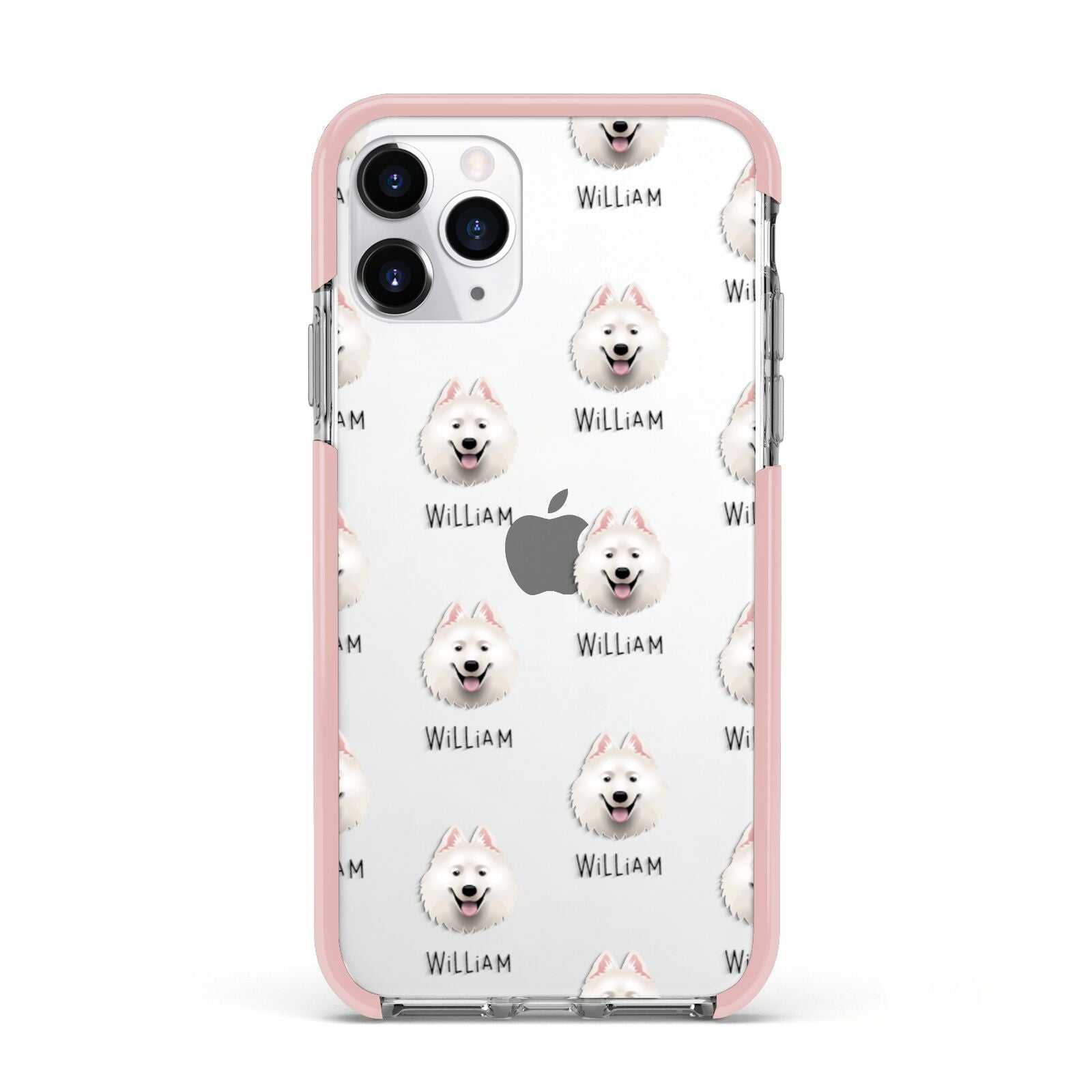 Samoyed Icon with Name Apple iPhone 11 Pro in Silver with Pink Impact Case