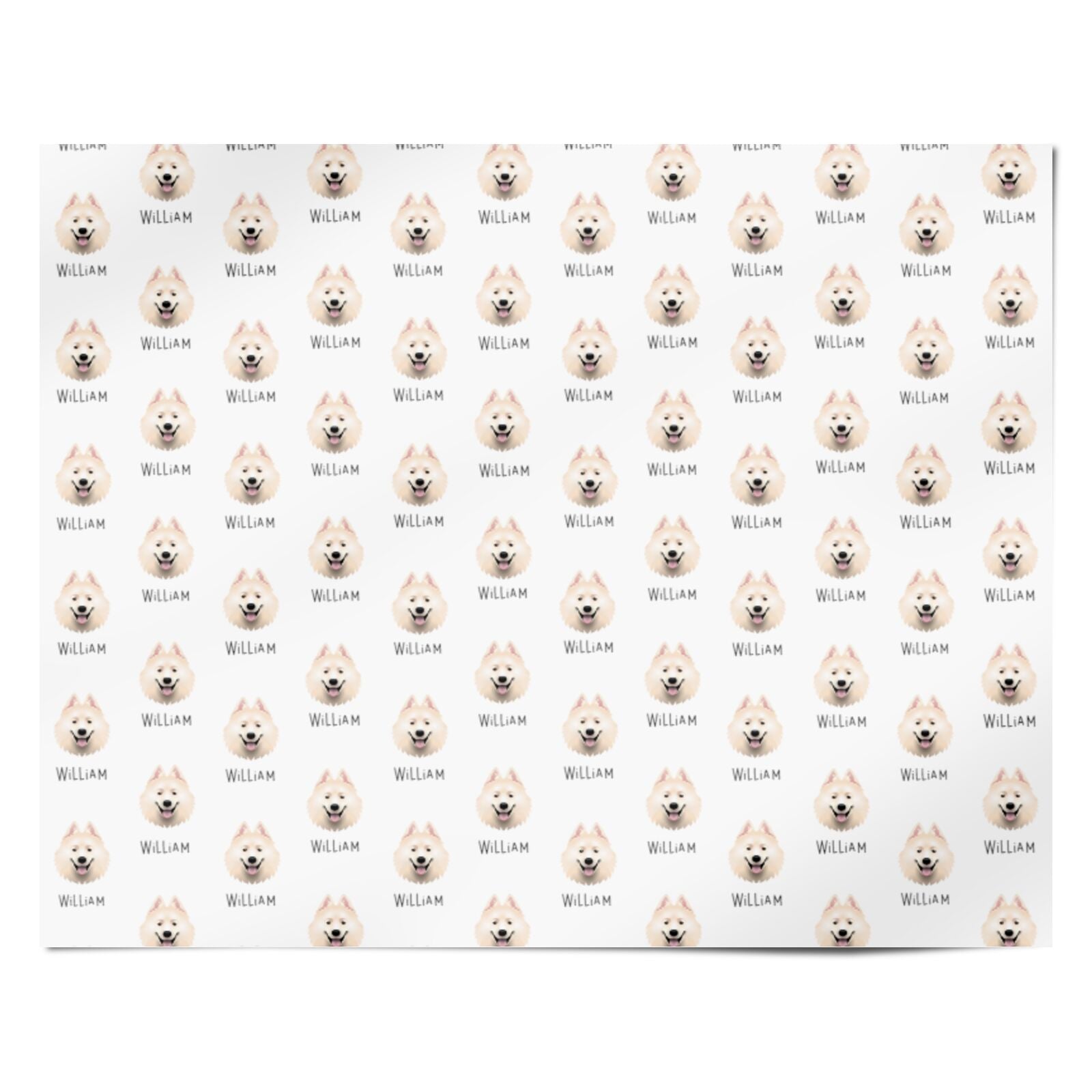 Samoyed Icon with Name Personalised Wrapping Paper Alternative