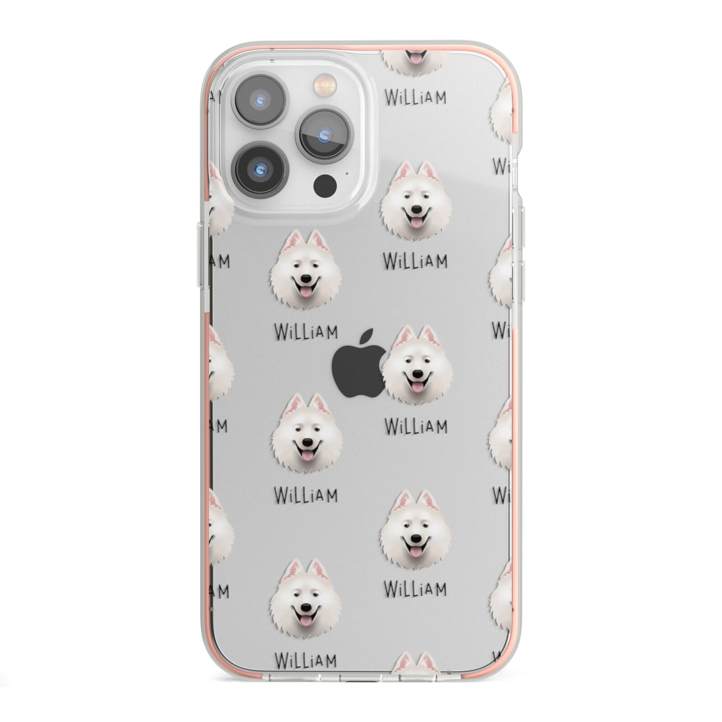 Samoyed Icon with Name iPhone 13 Pro Max TPU Impact Case with Pink Edges