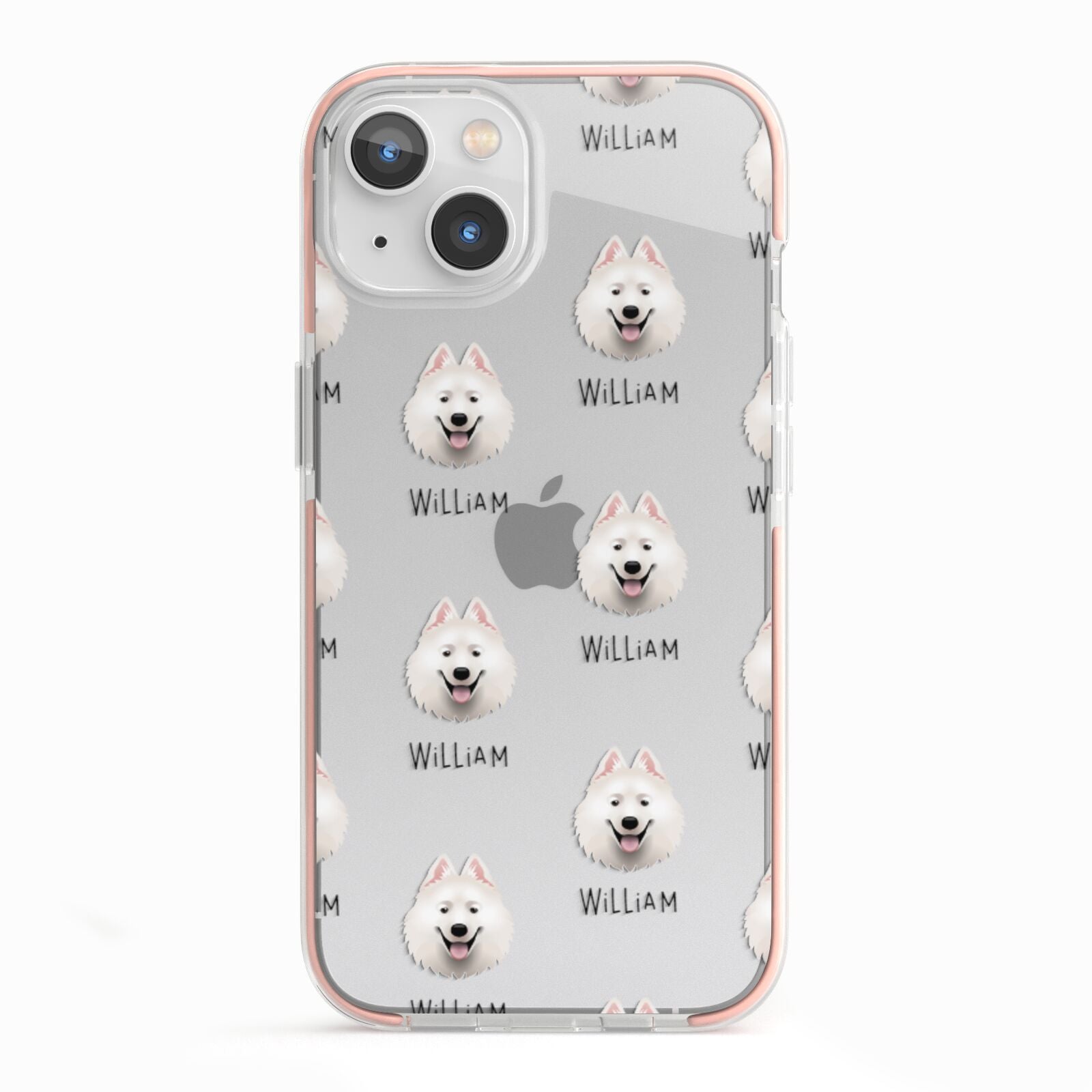Samoyed Icon with Name iPhone 13 TPU Impact Case with Pink Edges