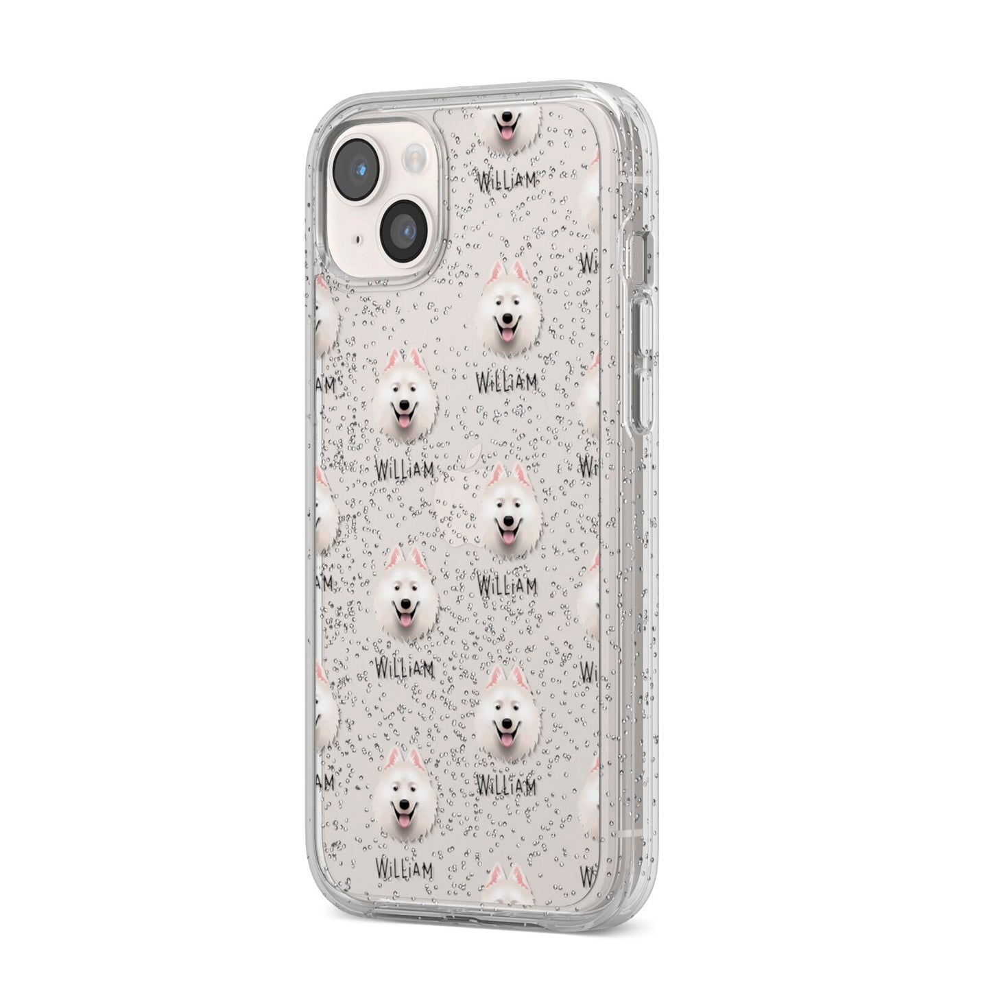 Samoyed Icon with Name iPhone 14 Plus Glitter Tough Case Starlight Angled Image