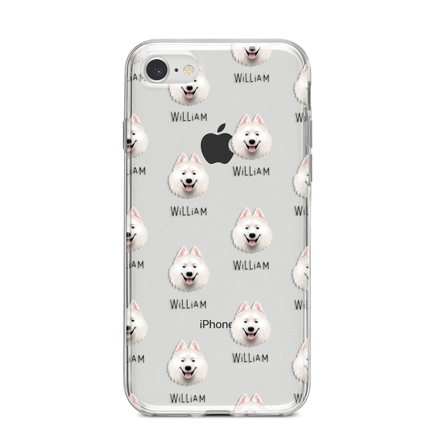 Samoyed Icon with Name iPhone 8 Bumper Case on Silver iPhone