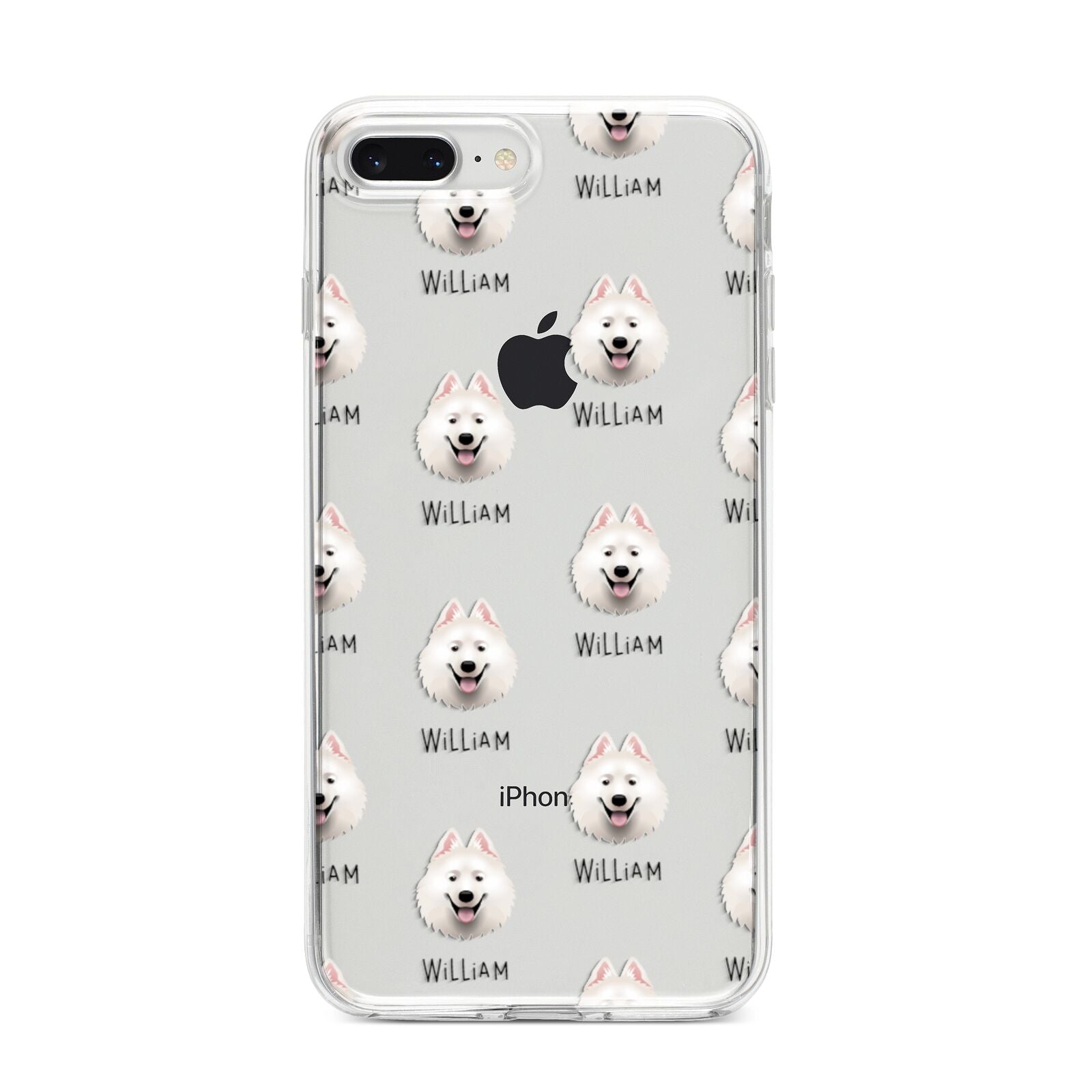 Samoyed Icon with Name iPhone 8 Plus Bumper Case on Silver iPhone