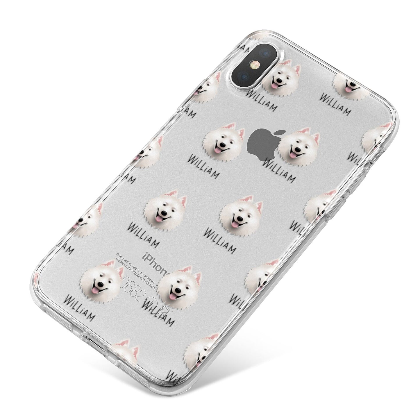Samoyed Icon with Name iPhone X Bumper Case on Silver iPhone