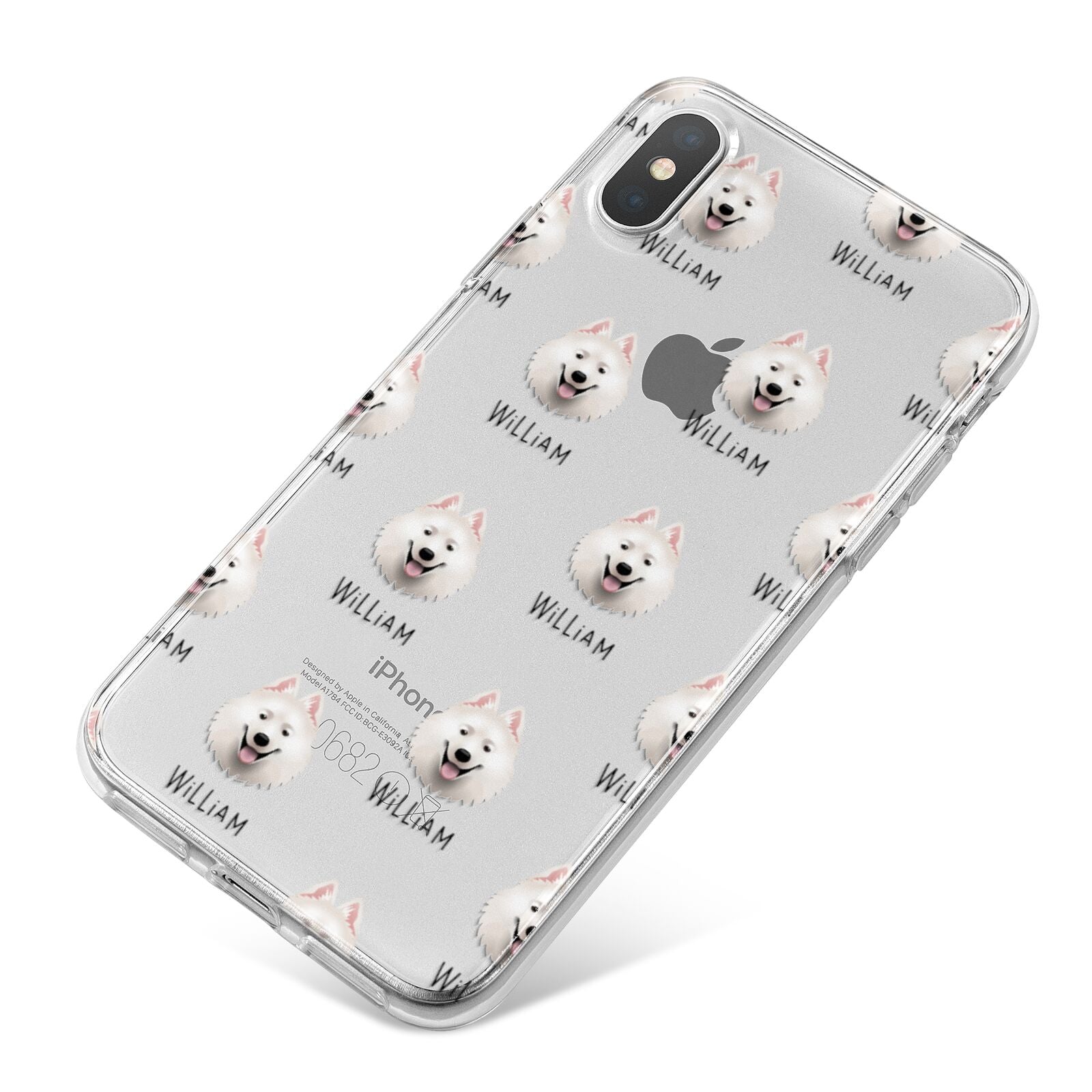 Samoyed Icon with Name iPhone X Bumper Case on Silver iPhone