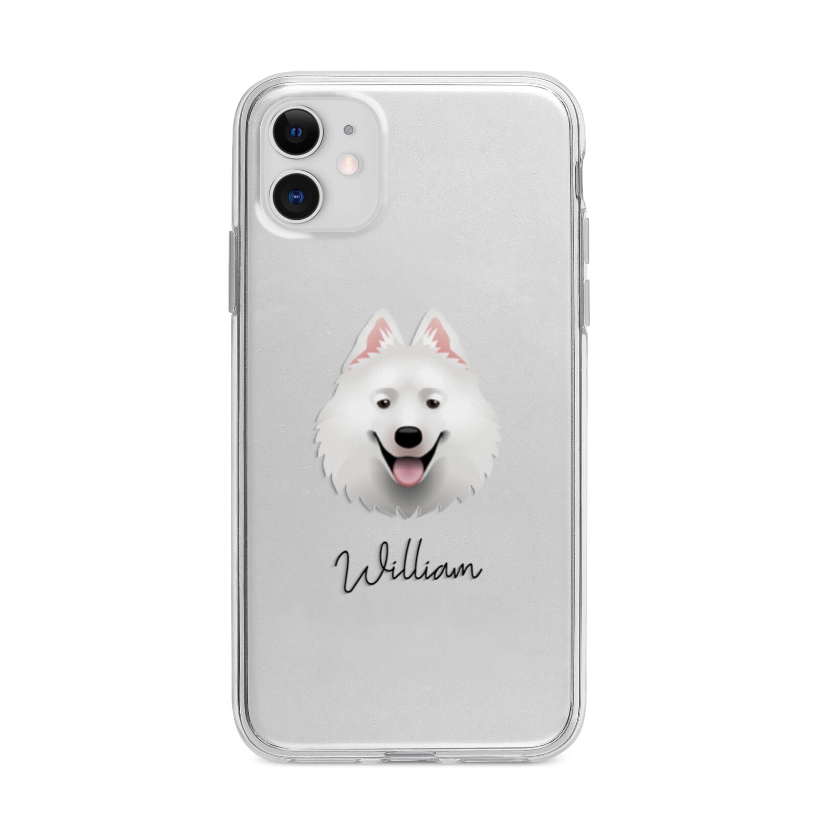 Samoyed Personalised Apple iPhone 11 in White with Bumper Case