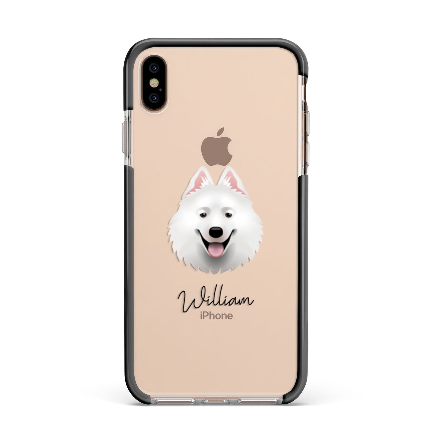 Samoyed Personalised Apple iPhone Xs Max Impact Case Black Edge on Gold Phone