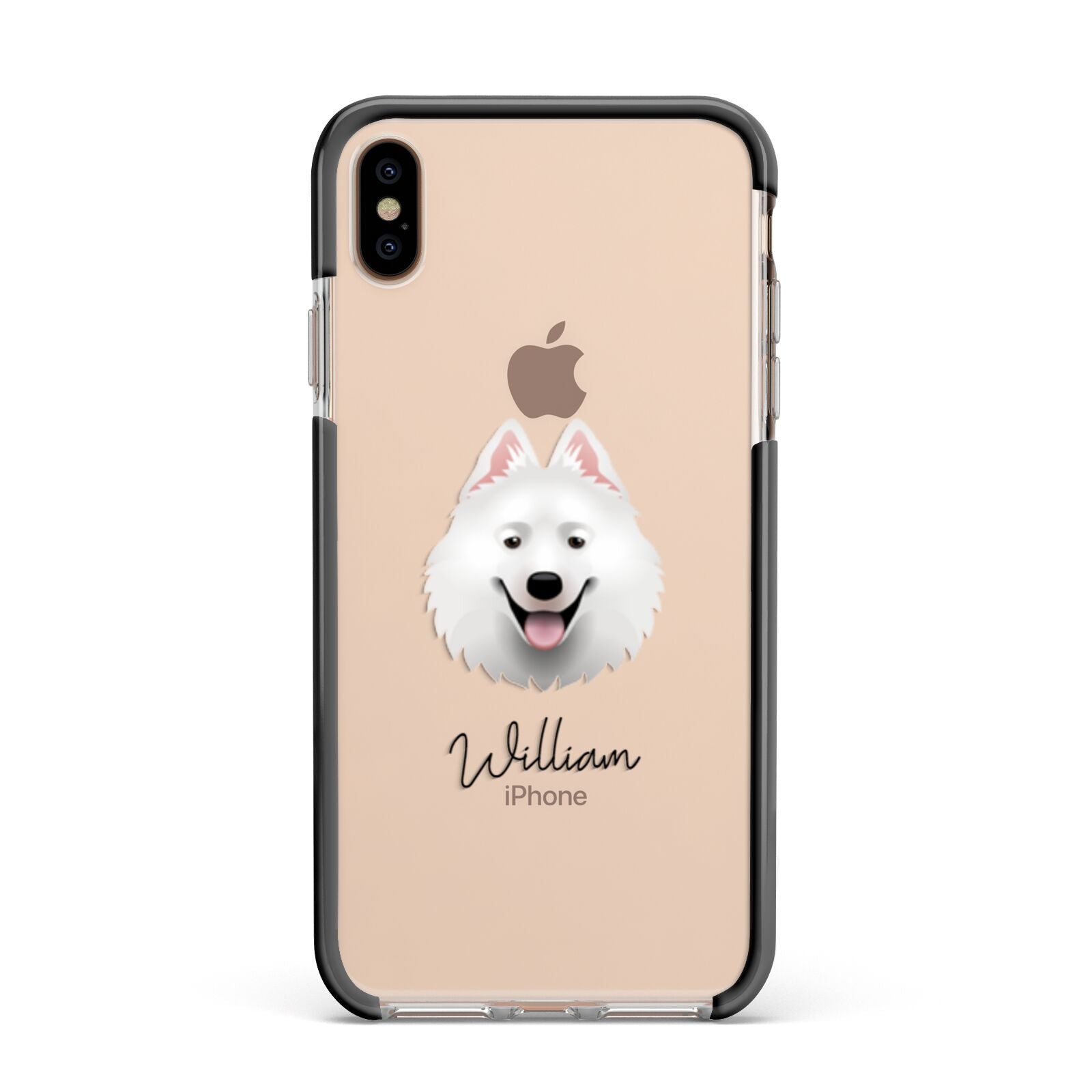 Samoyed Personalised Apple iPhone Xs Max Impact Case Black Edge on Gold Phone