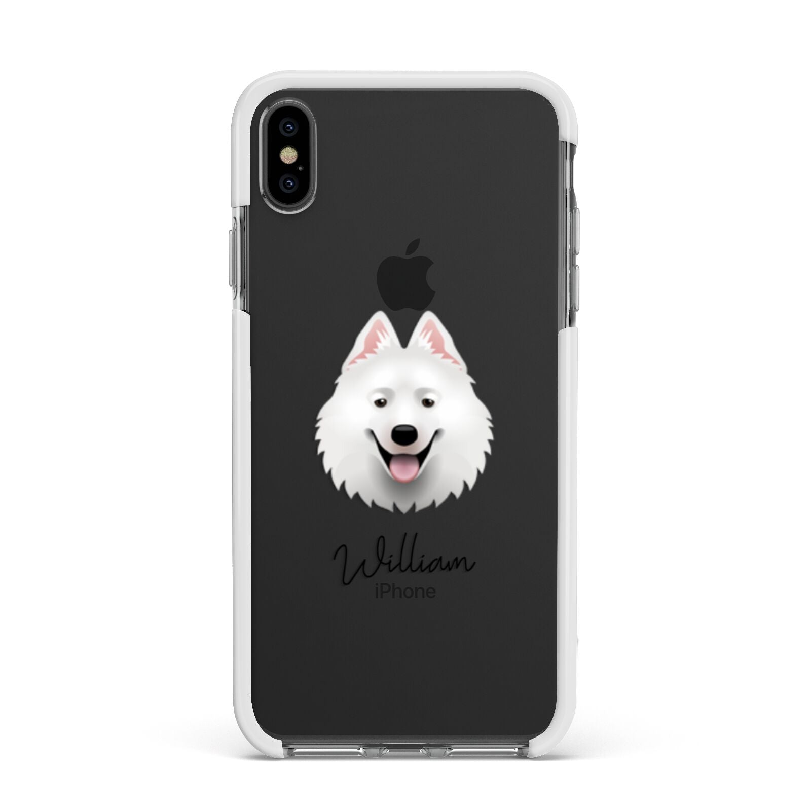 Samoyed Personalised Apple iPhone Xs Max Impact Case White Edge on Black Phone