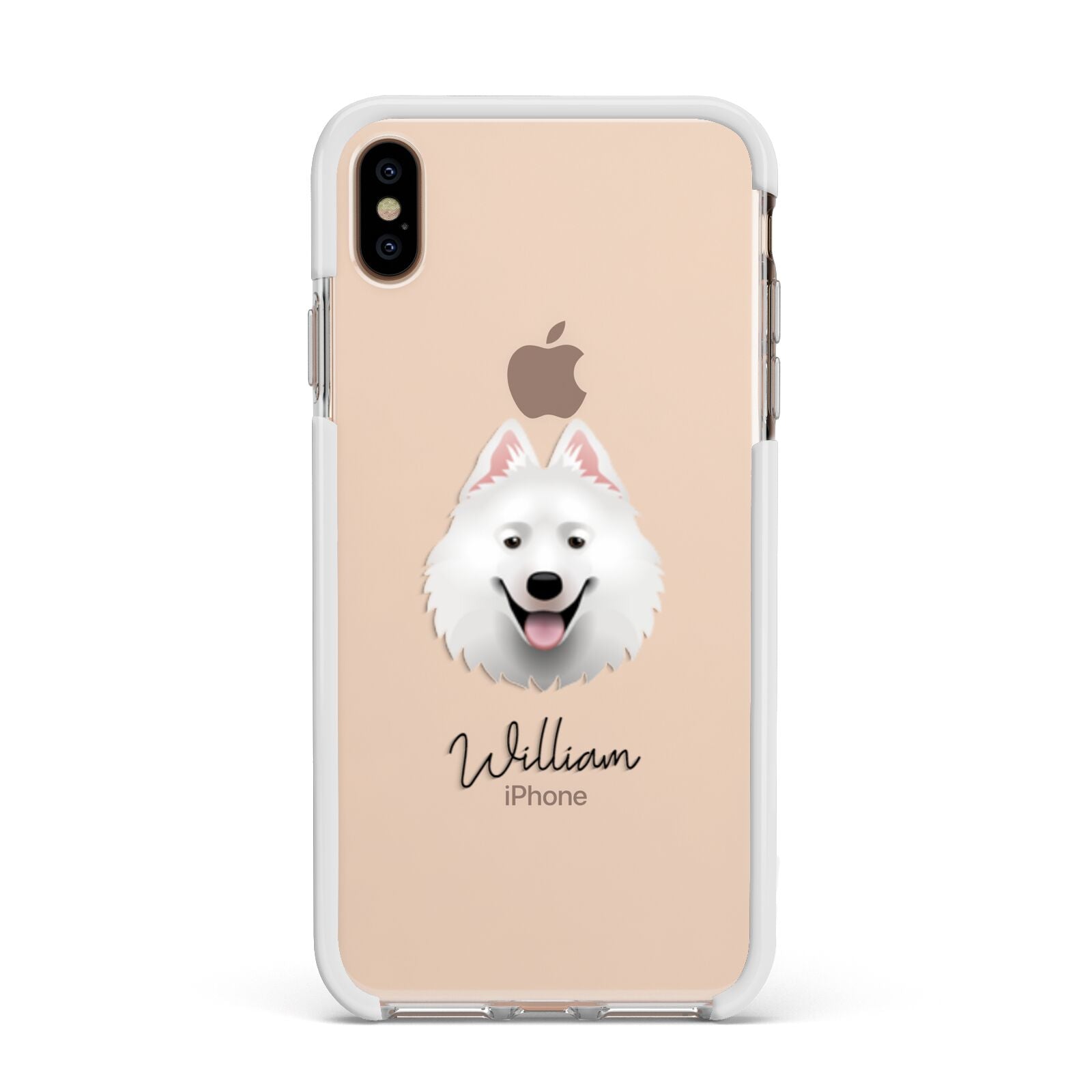 Samoyed Personalised Apple iPhone Xs Max Impact Case White Edge on Gold Phone